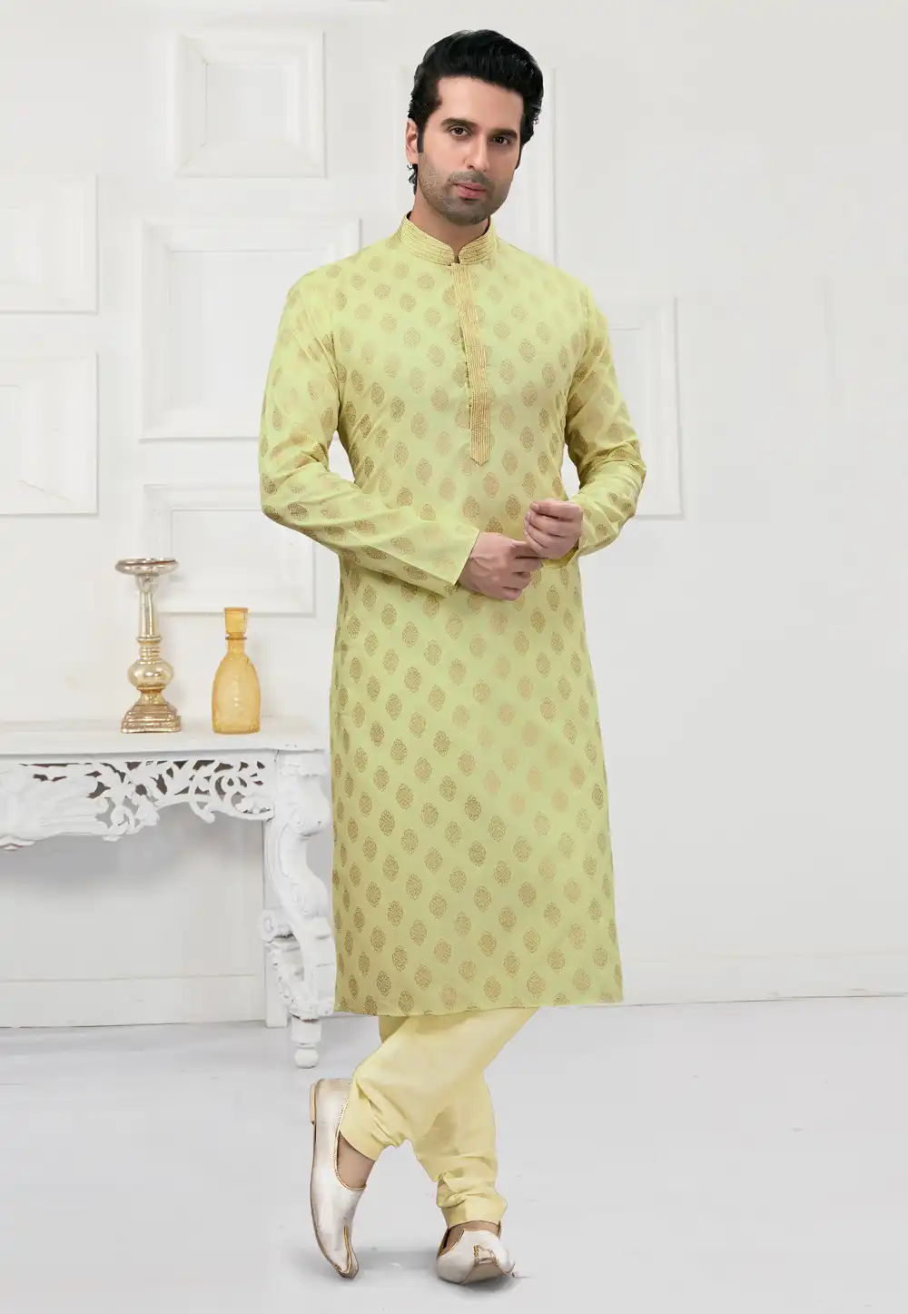 Pista Green Cotton Kurta Pajama 241581