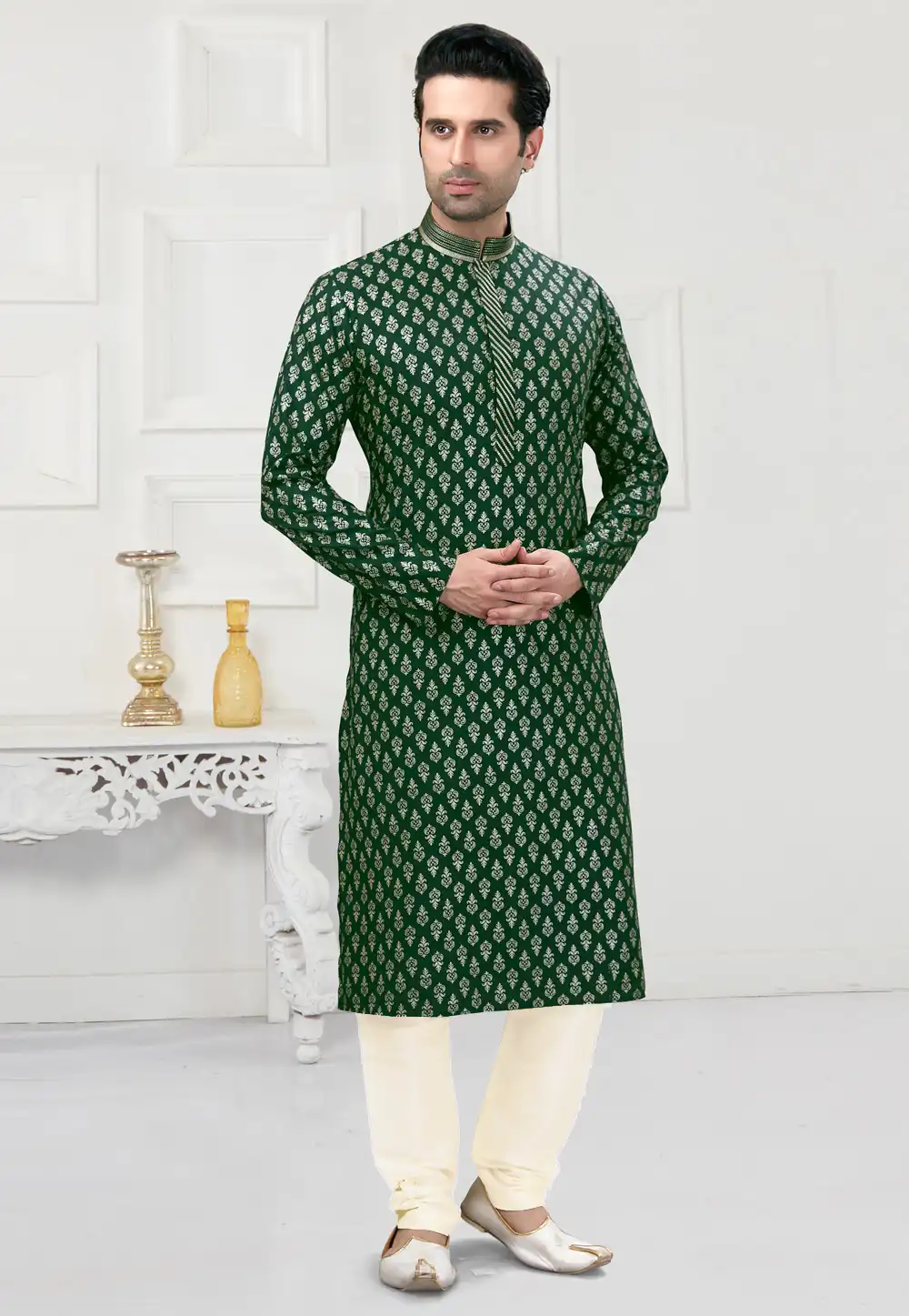 Green Cotton Kurta Pajama 241582