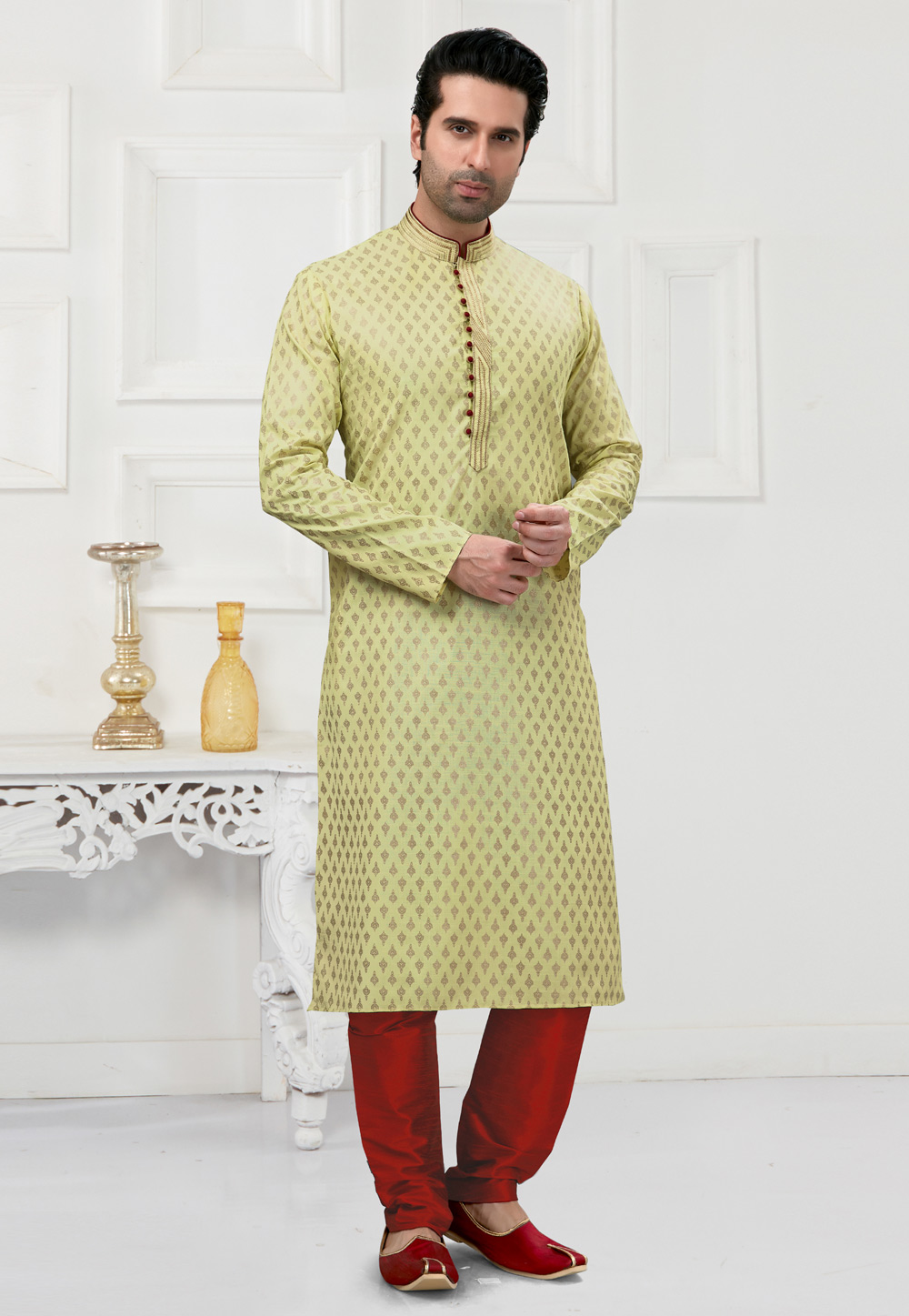 Pista Green Cotton Kurta Pajama 241585