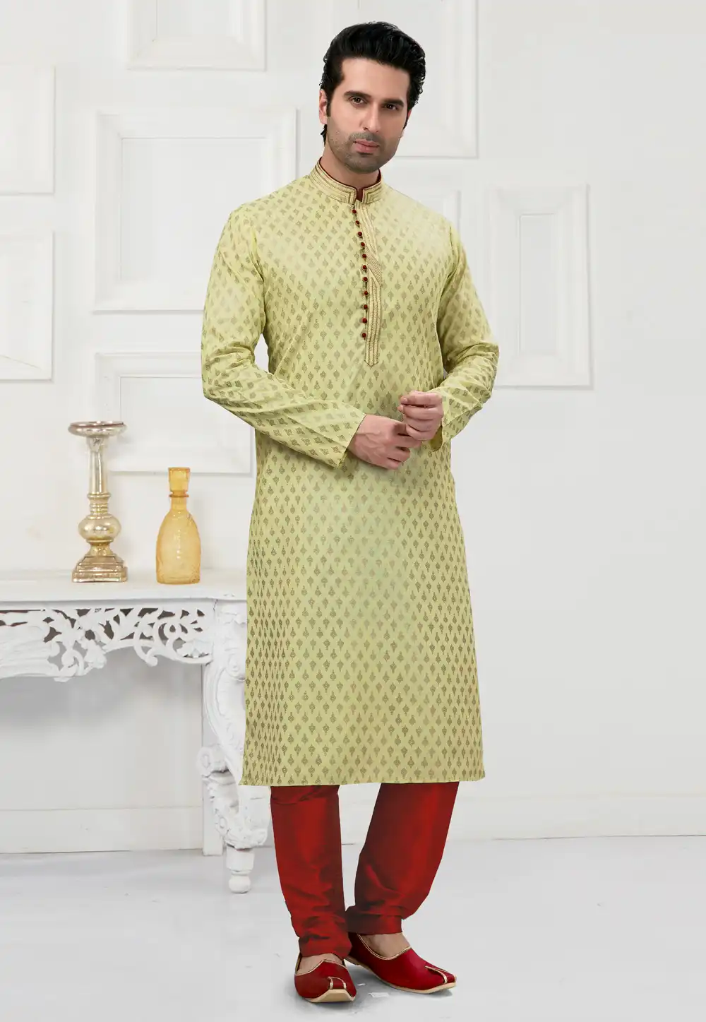 Pista Green Cotton Kurta Pajama 241585