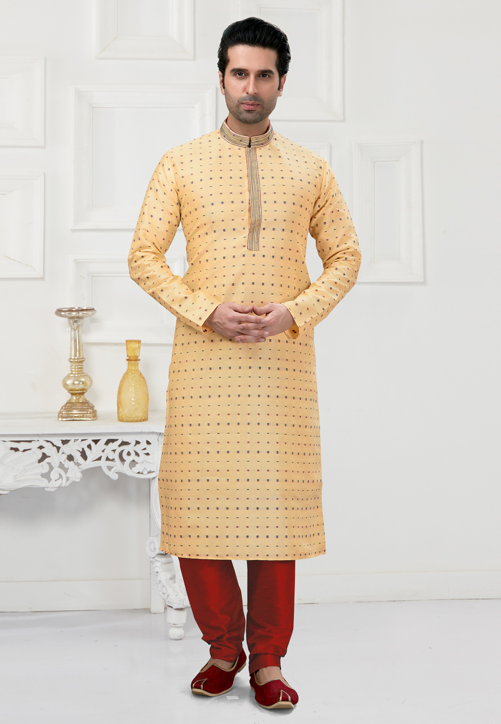 Cream Cotton Kurta Pajama 241586