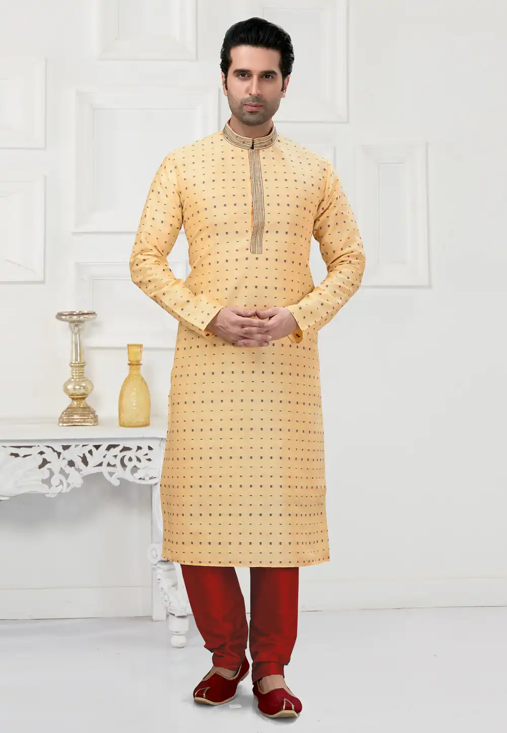 Cream Cotton Kurta Pajama 241586