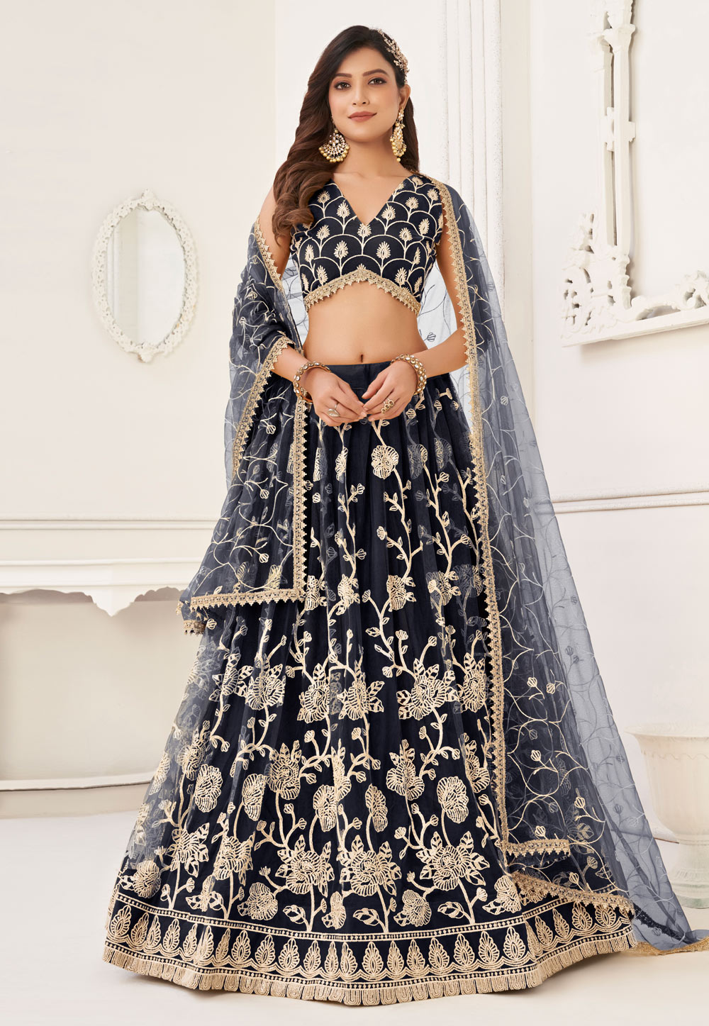 Black Net Lehenga Choli 277583