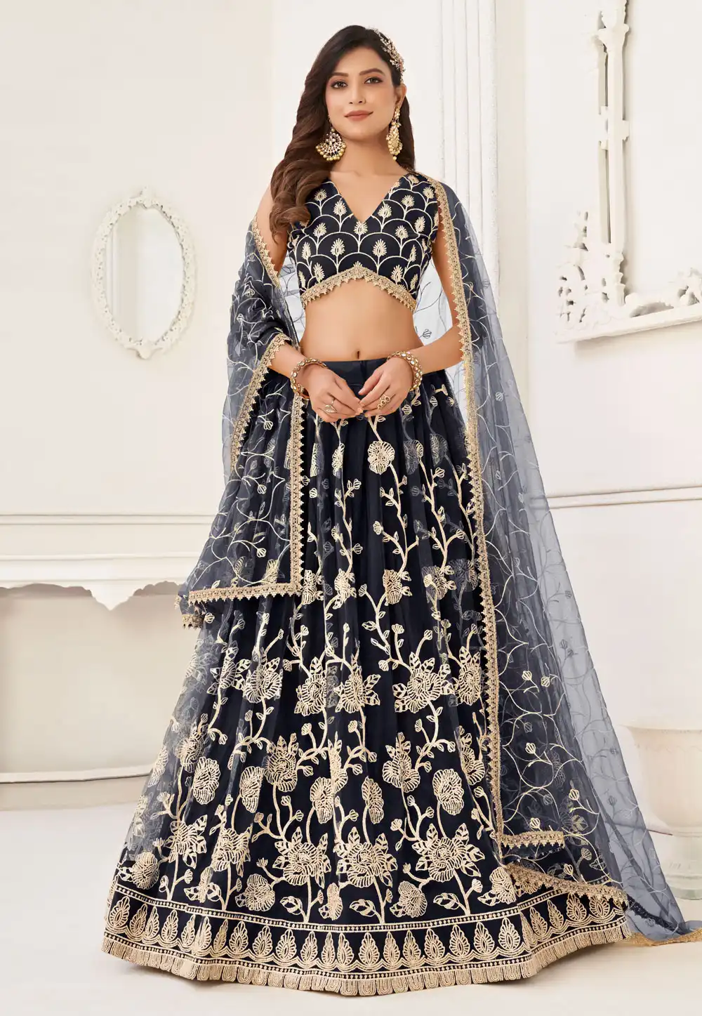 Black Net Lehenga Choli 277583