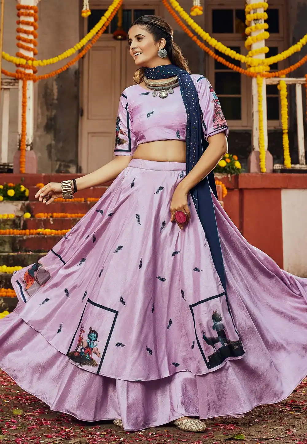 Light Purple Silk Navratri Chaniya Choli 247872