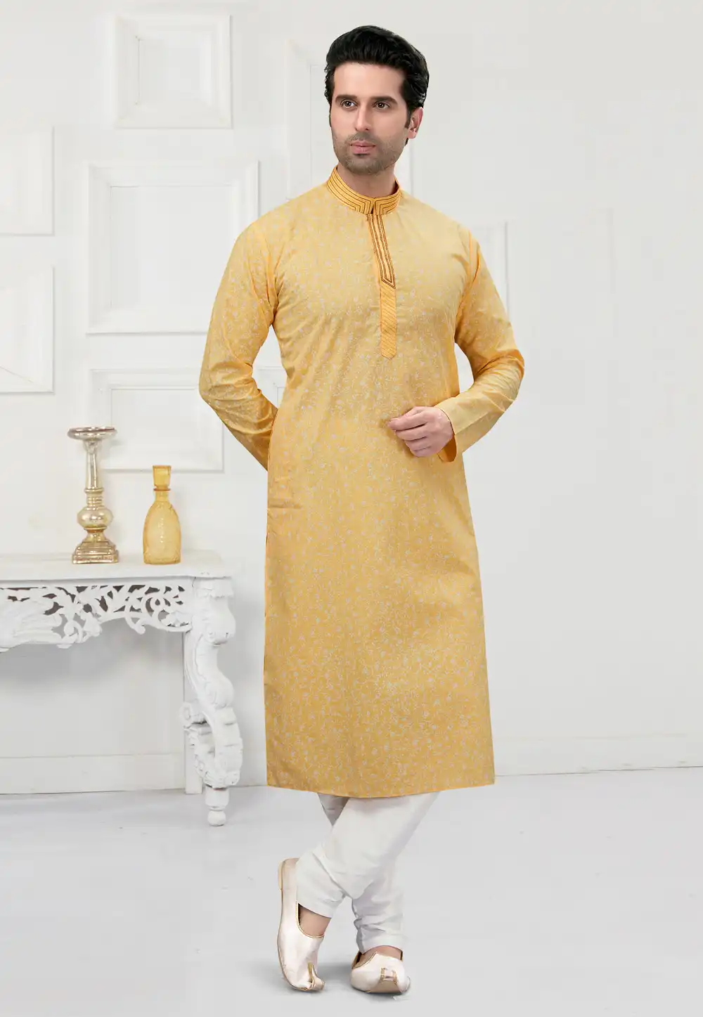 Yellow Cotton Kurta Pajama 241593