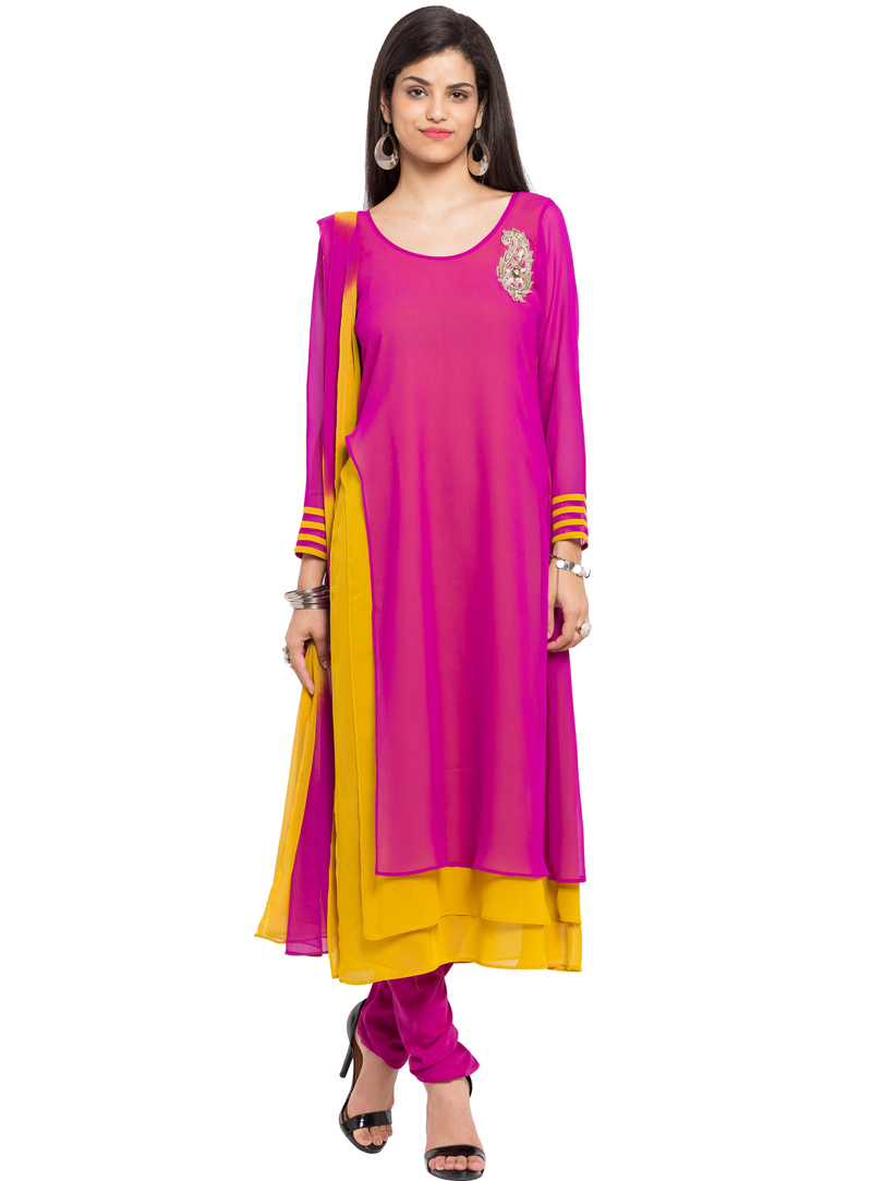 Magenta Georgette Readymade Designer Suit 93830