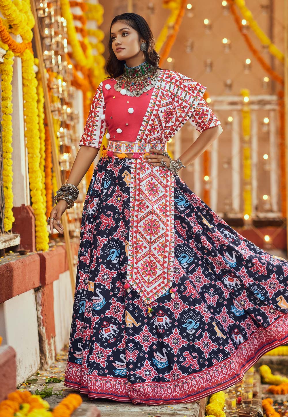 Navy Blue Cotton Navratri Chaniya Choli 247876