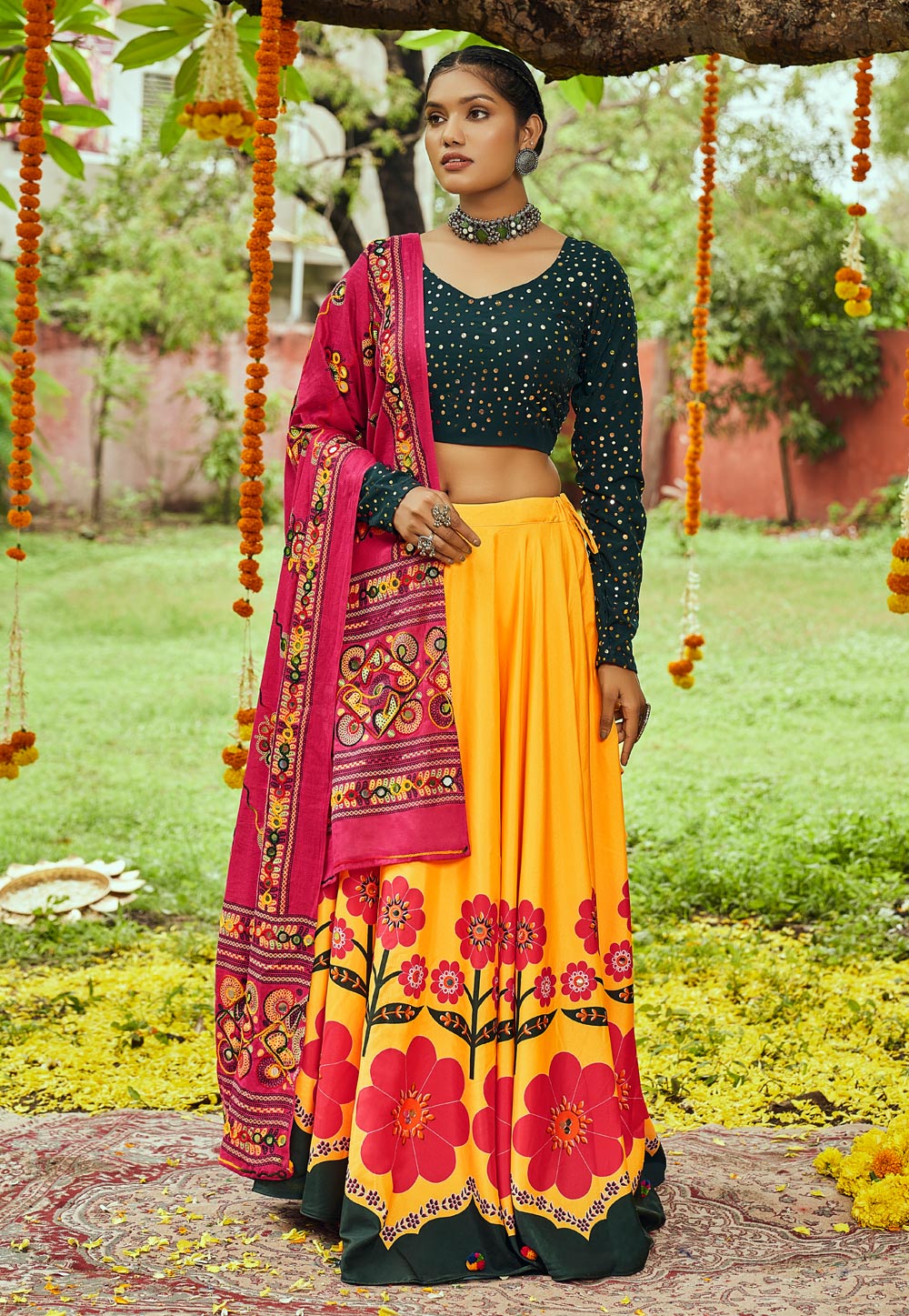 Yellow Cotton Navratri Chaniya Choli 247877