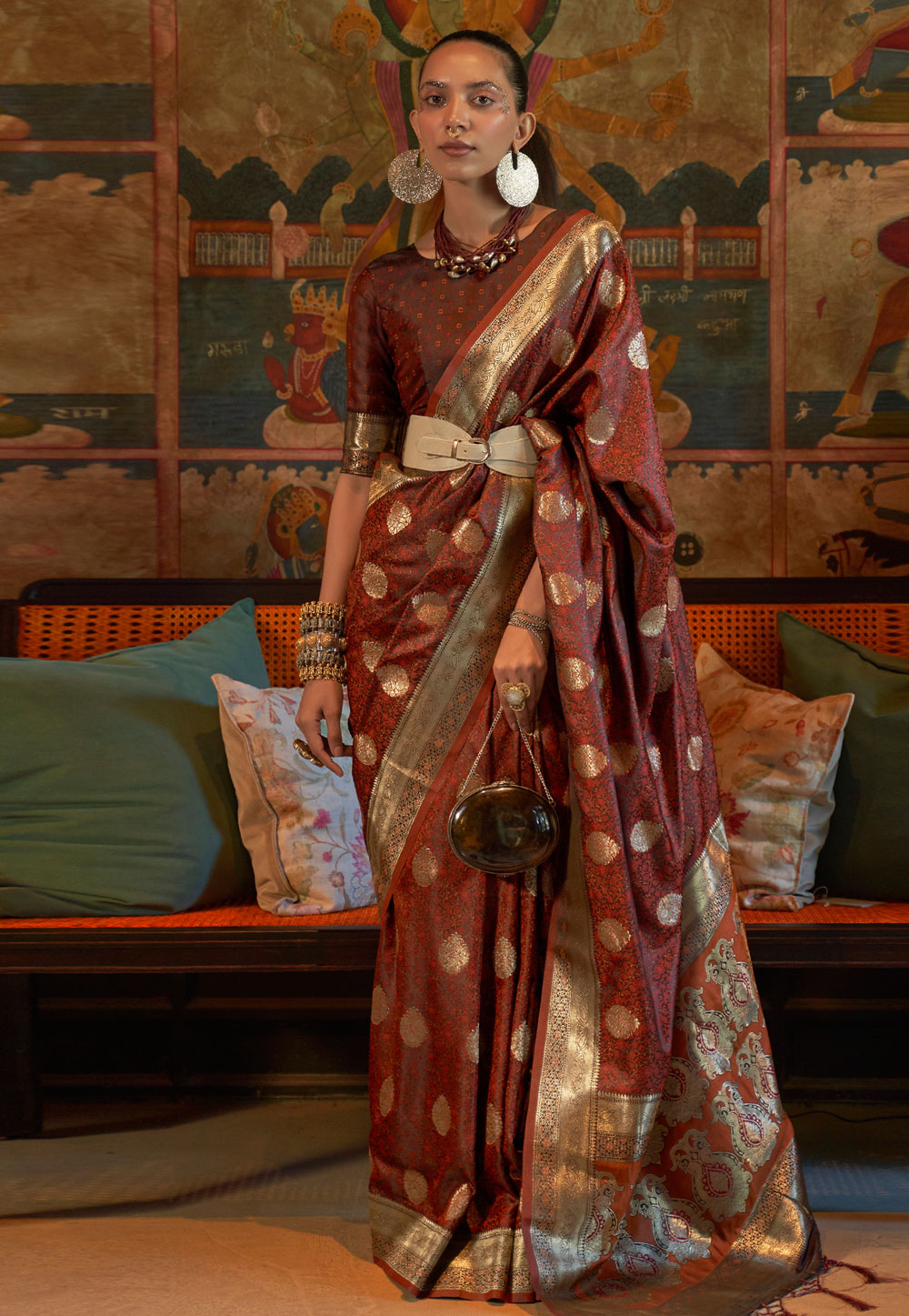 Rust Silk Saree With Blouse 269392