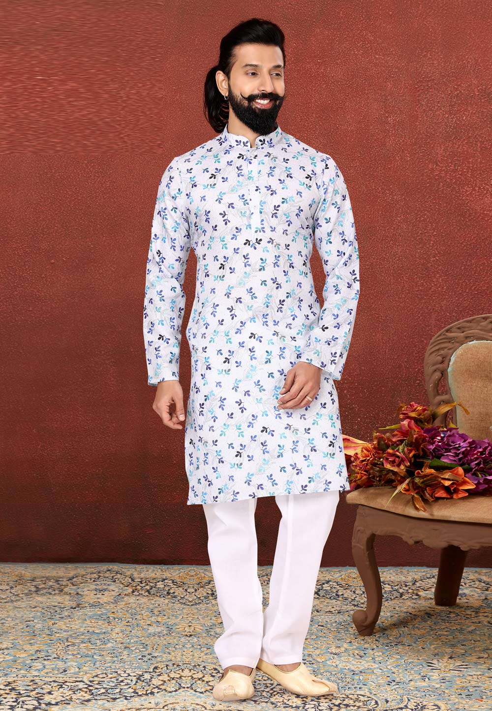 Off White Cotton Kurta Pajama 240419
