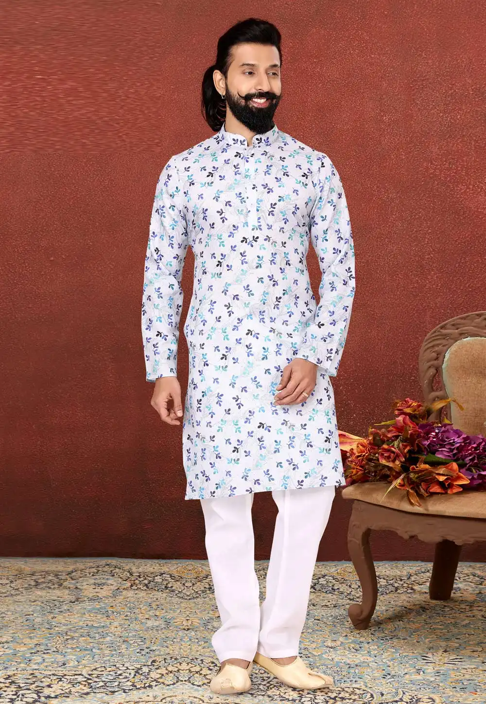 Off White Cotton Kurta Pajama 240419