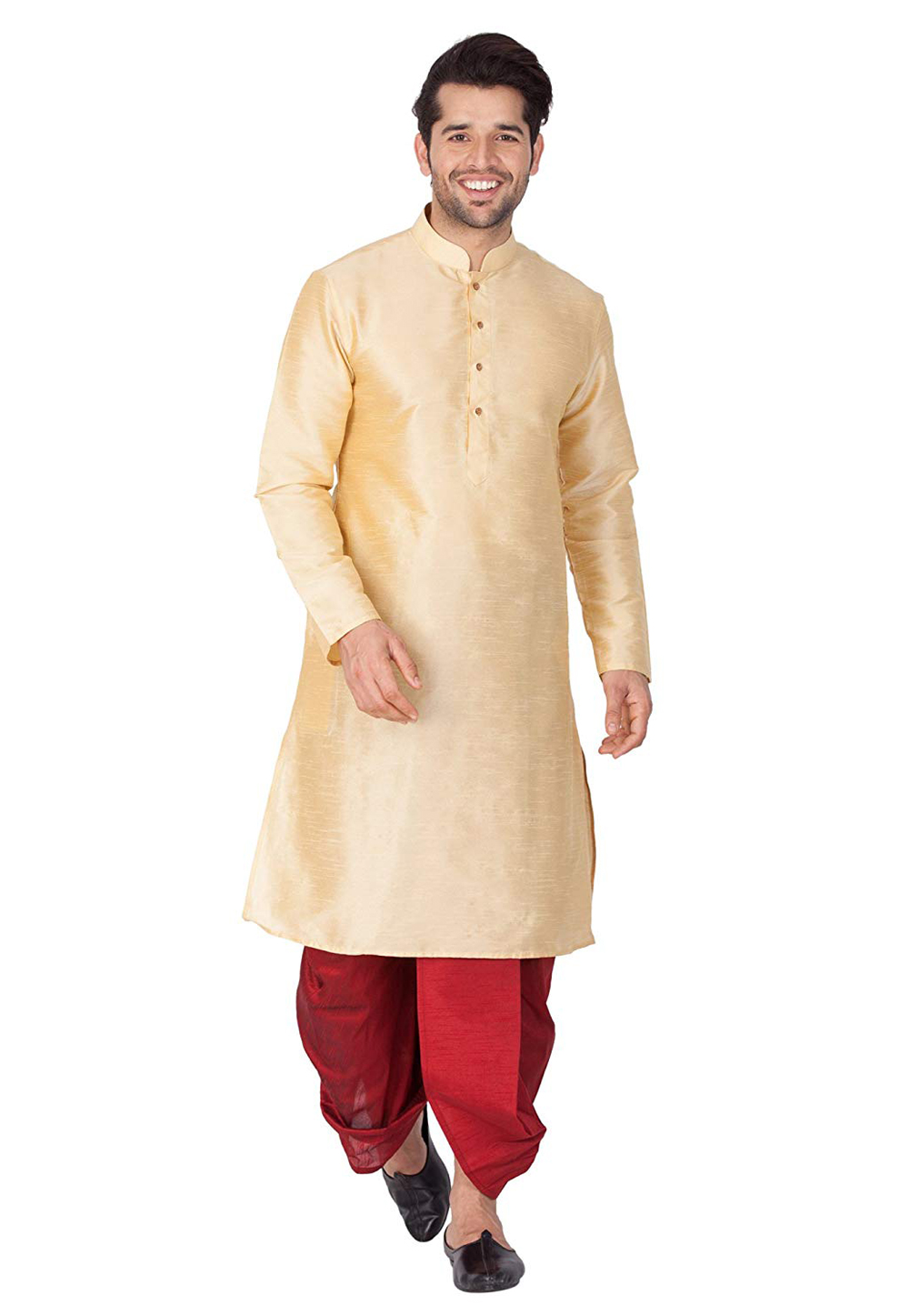 Beige Dupion Silk Readymade Dhoti Kurta 182293