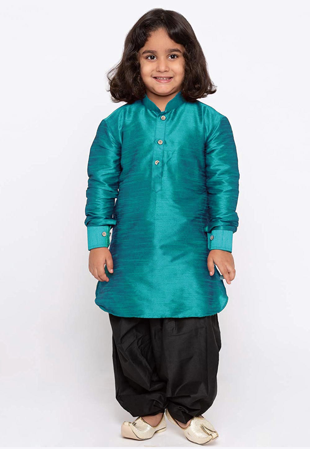 Aqua Dupion Silk Kids Dhoti Kurta 216225