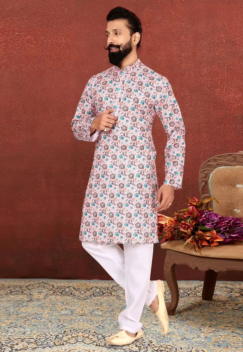 Pink Cotton Kurta Pajama 240424