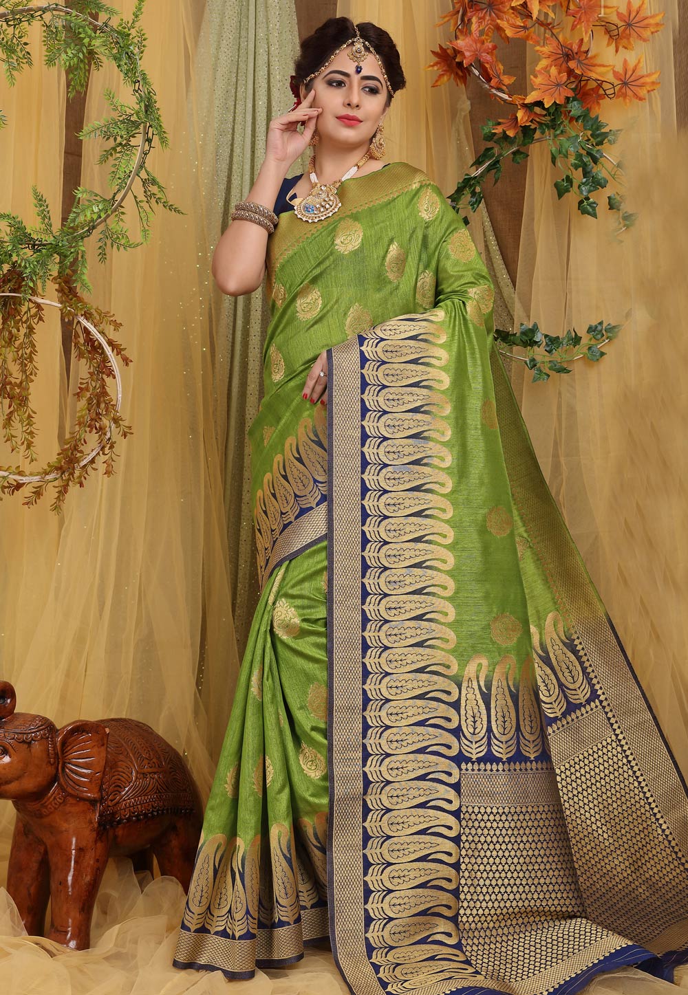 Green Jacquard Festival Wear Saree 169004