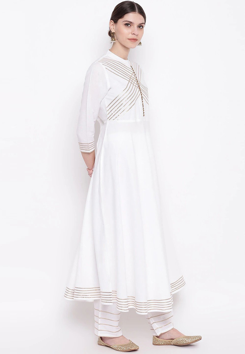 White Rayon Kurta Set With Pant 232105