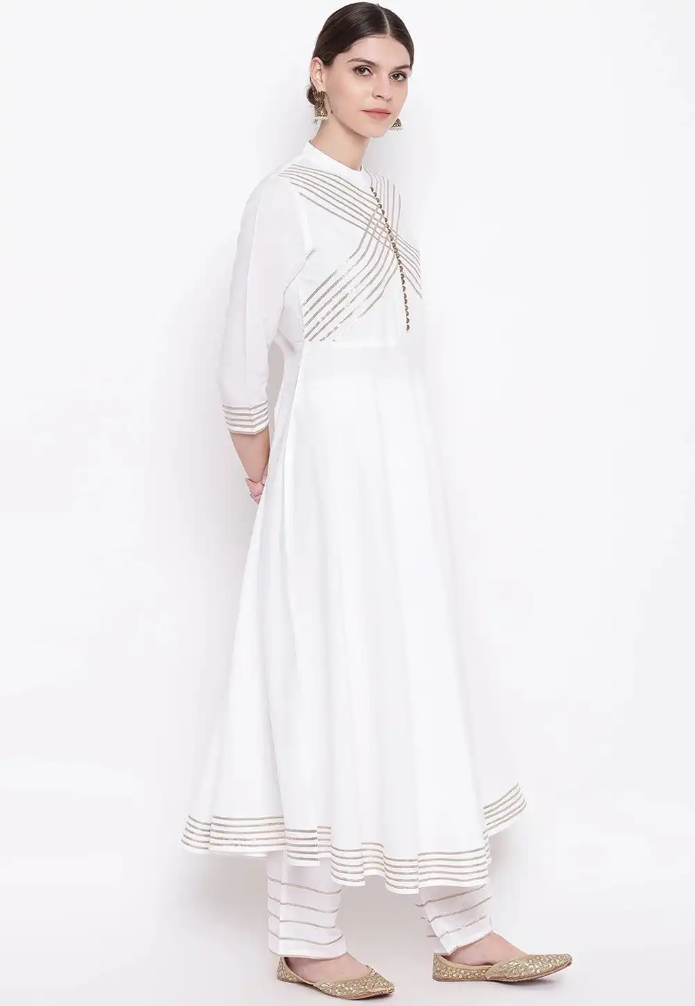 White Rayon Kurta Set With Pant 232105