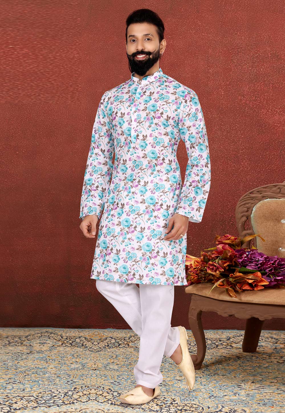 Off White Cotton Kurta Pajama 240425