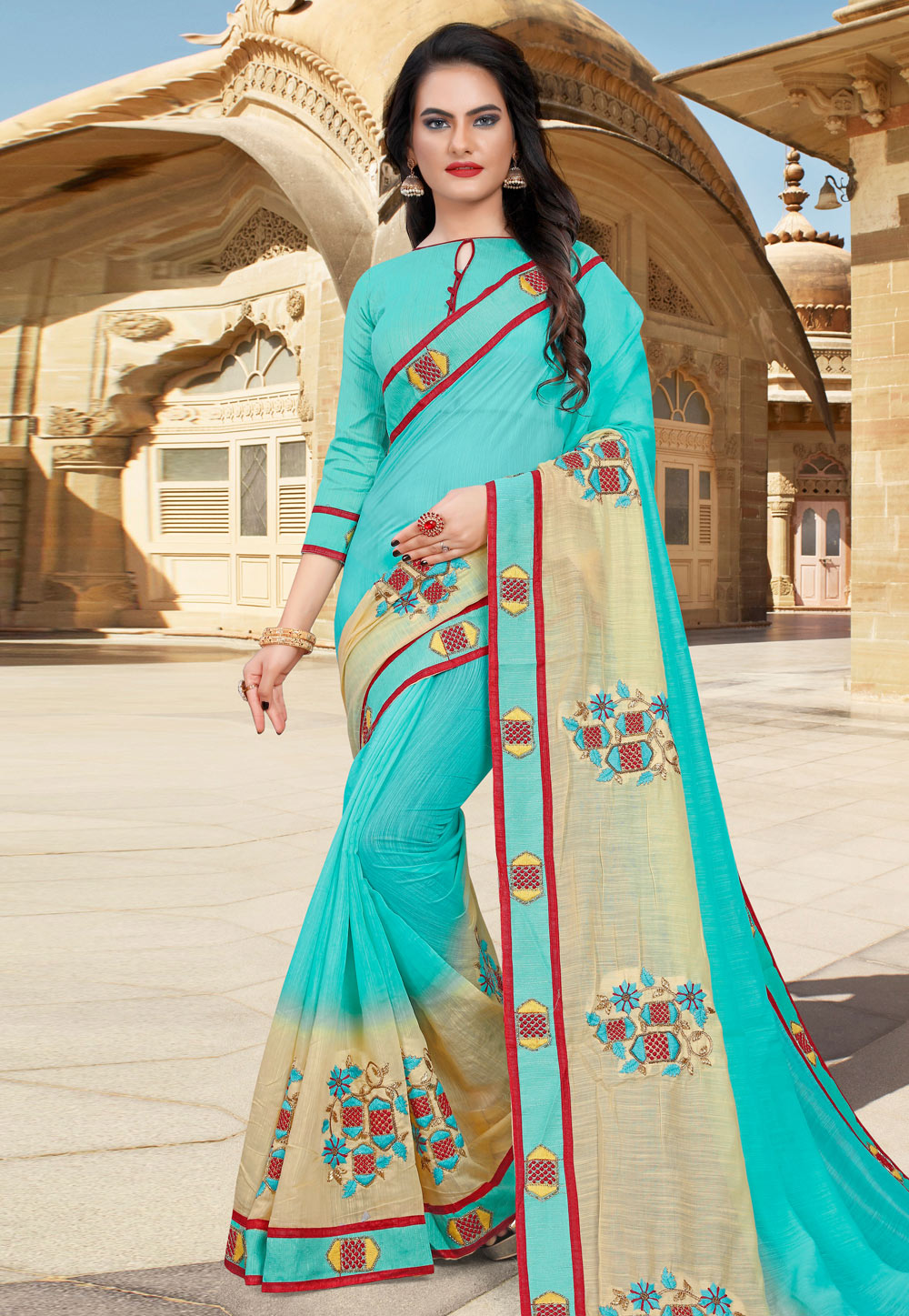 Aqua Cotton Festival Wear Saree 204543