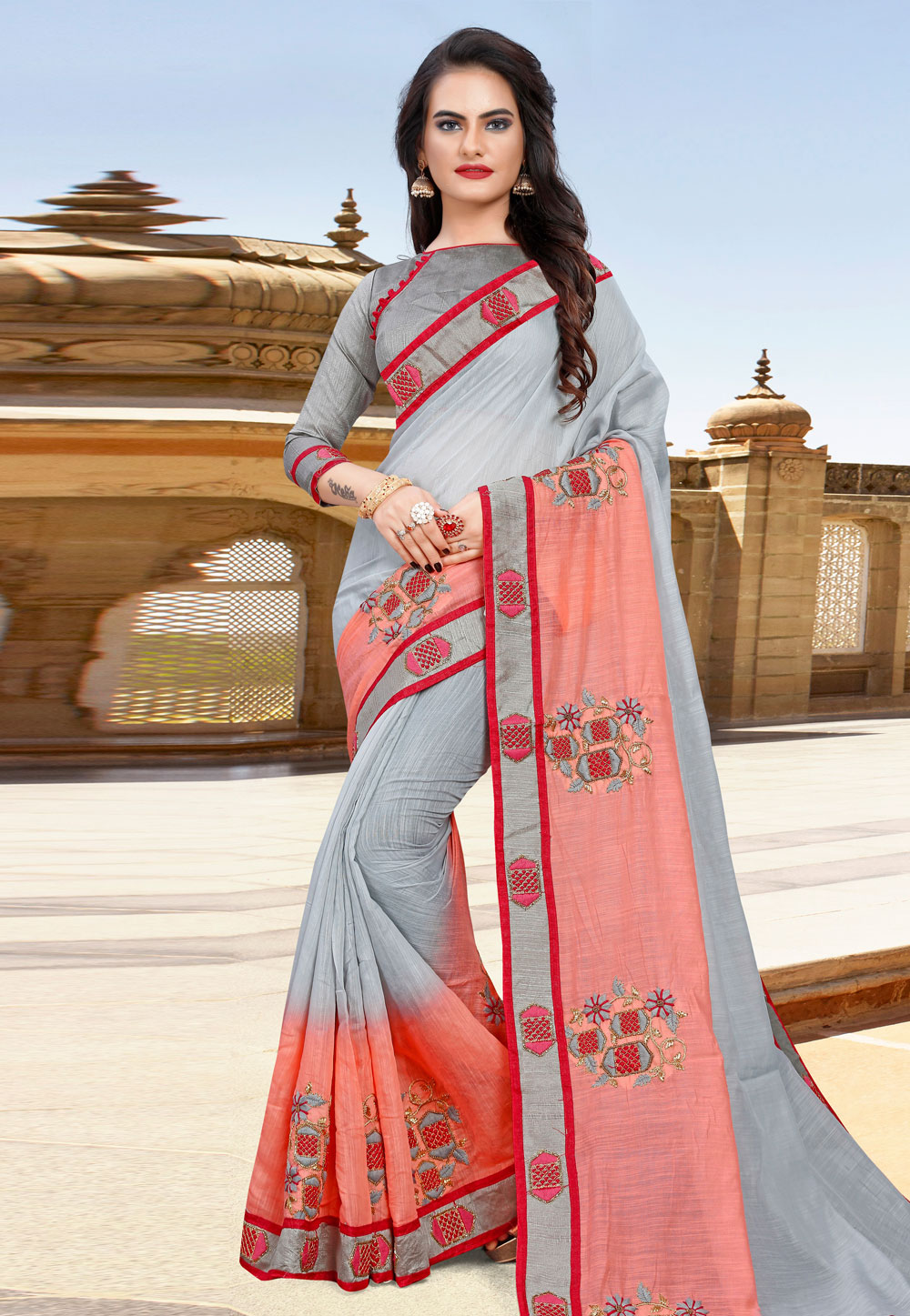 Grey Cotton Festival Wear Saree 204547