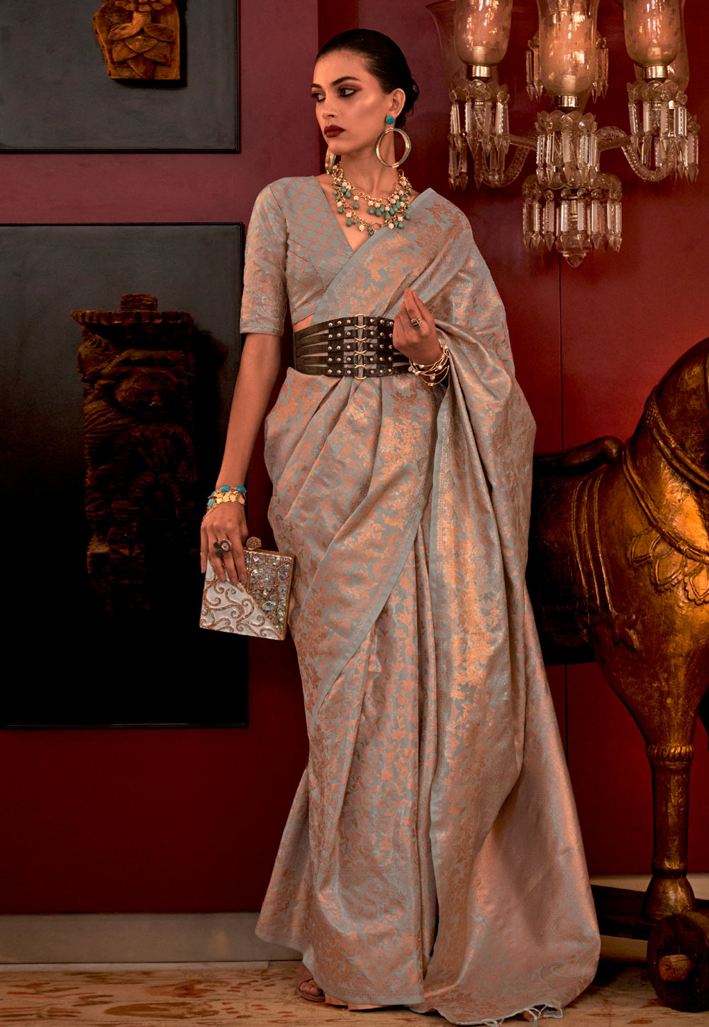 Grey Silk Saree With Blouse 274119