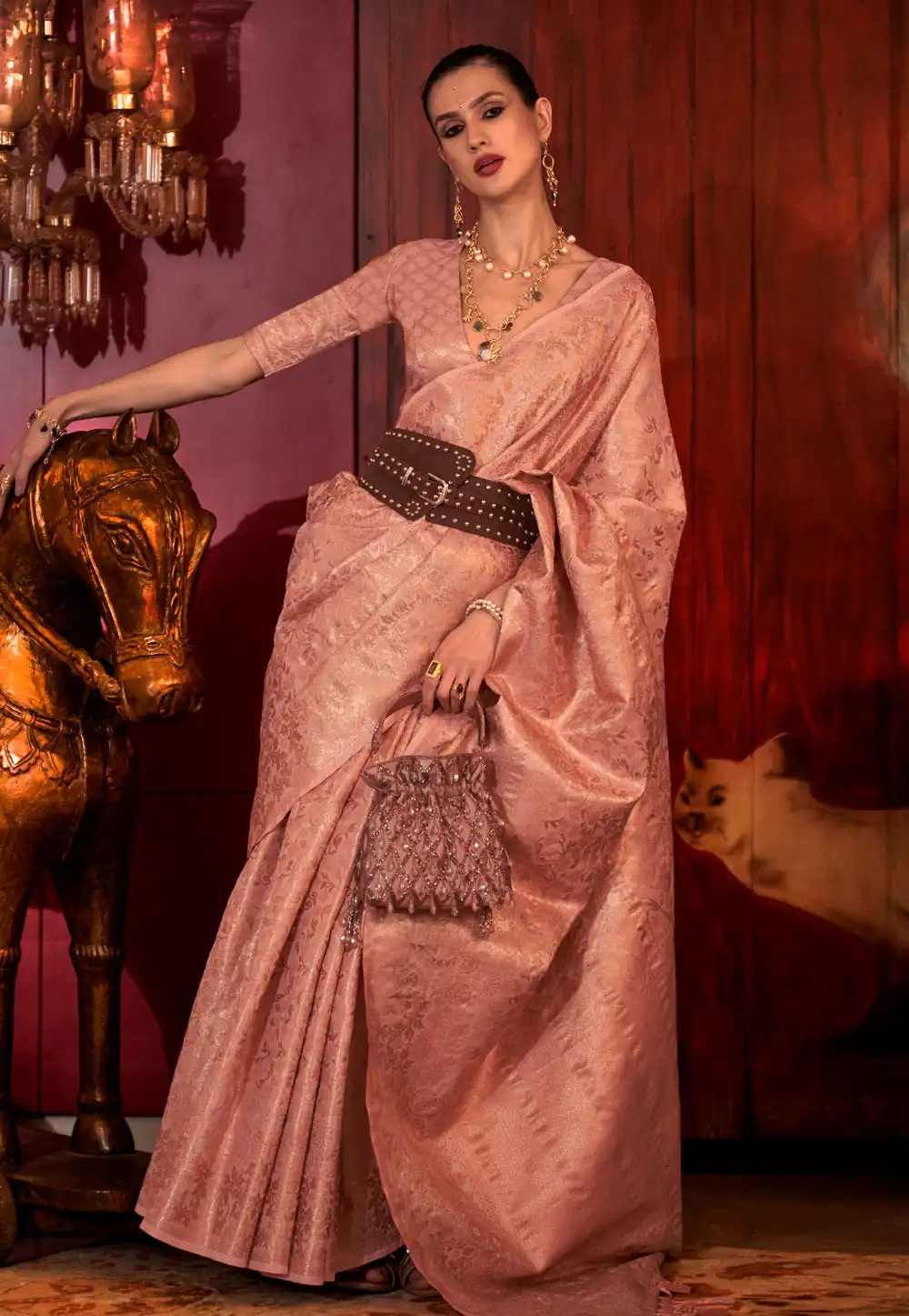 Light Pink Silk Saree With Blouse 274122