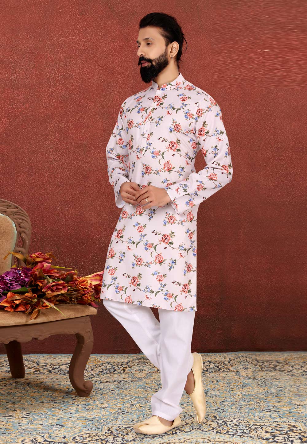 Cream Cotton Kurta Pajama 240427