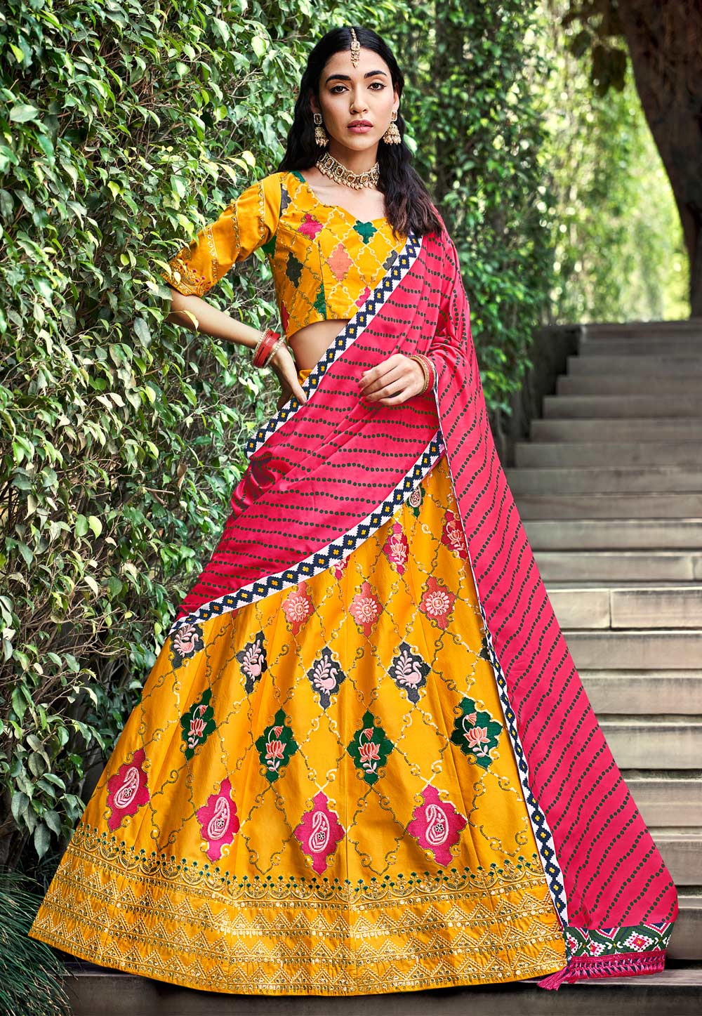 Yellow Silk Circular Lehenga Choli 255480