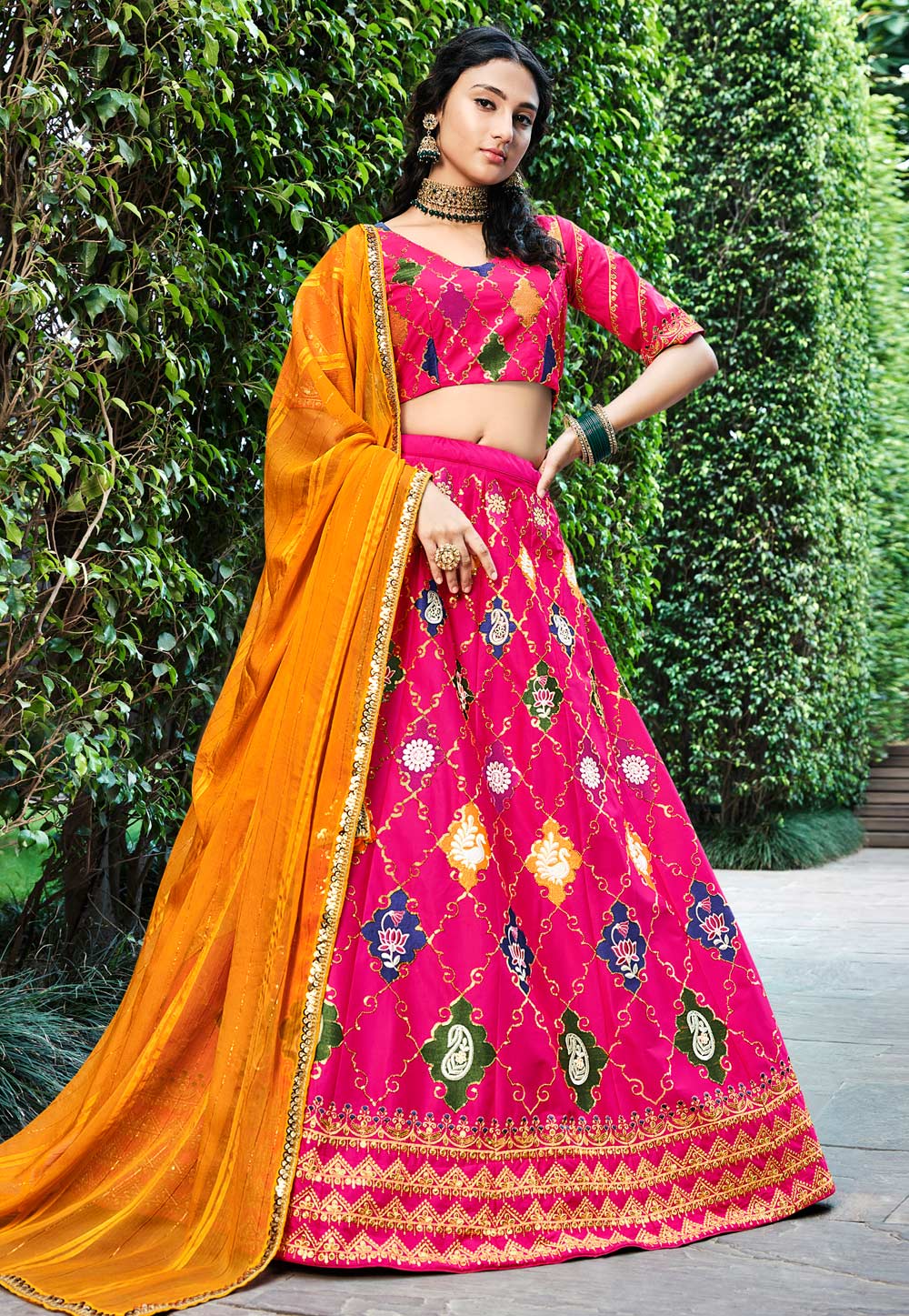 Magenta Silk Circular Lehenga Choli 255483