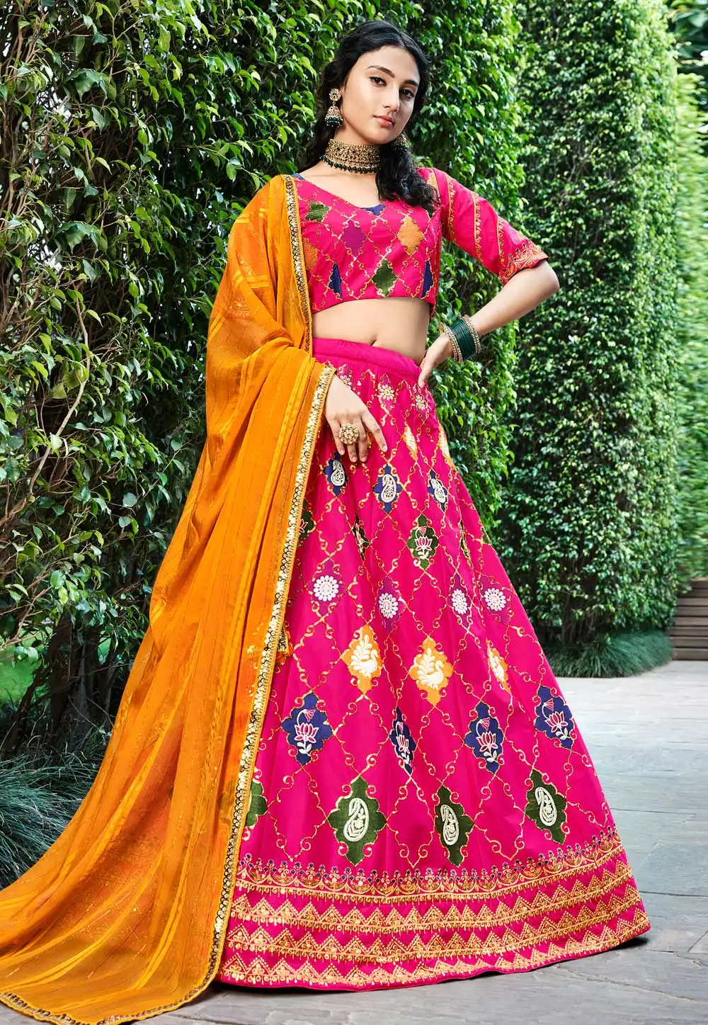 Magenta Silk Circular Lehenga Choli 255483