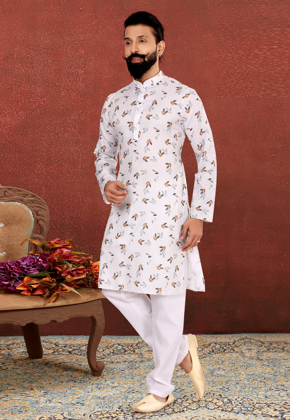 Off White Cotton Kurta Pajama 240429