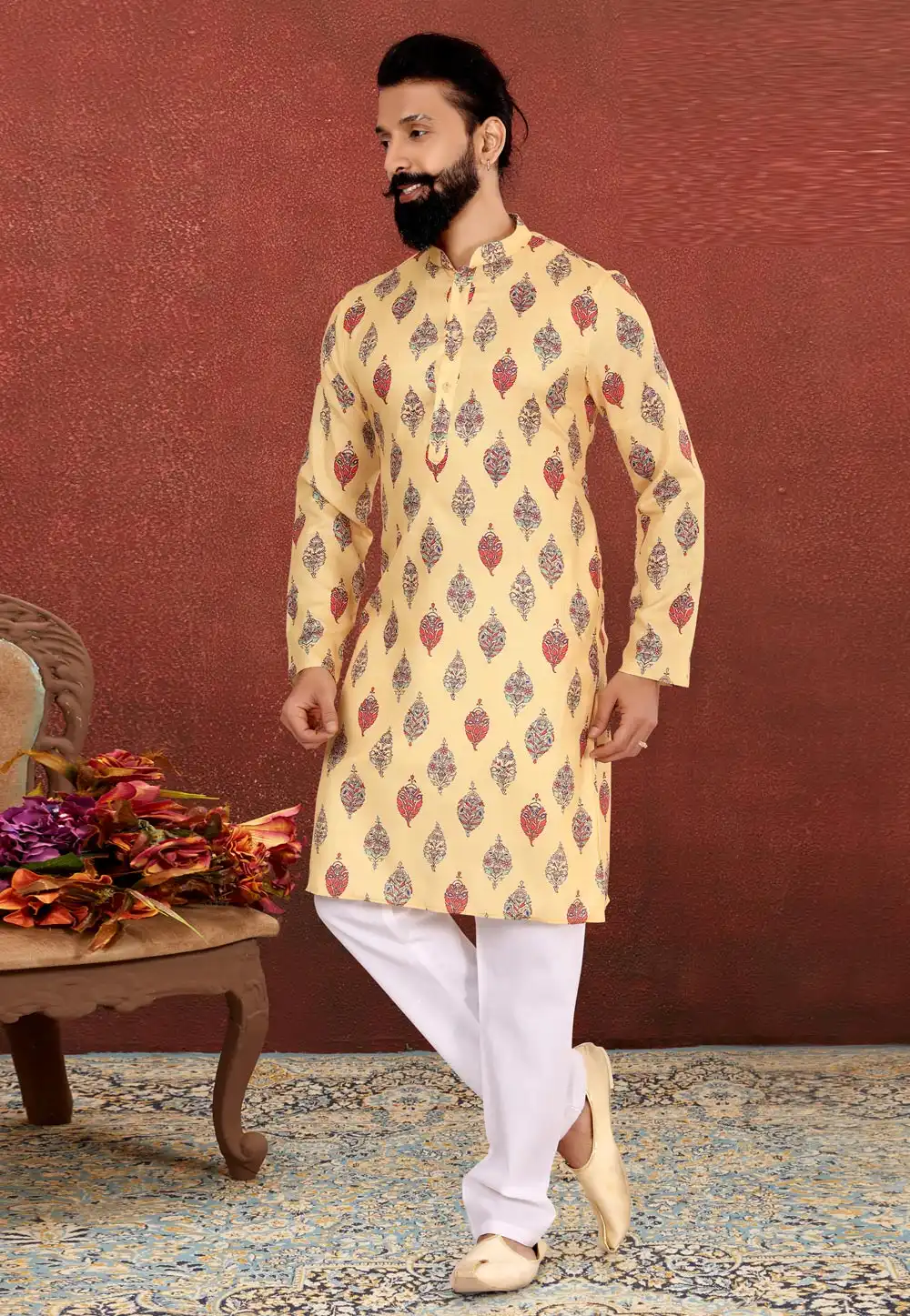 Yellow Cotton Kurta Pajama 240430