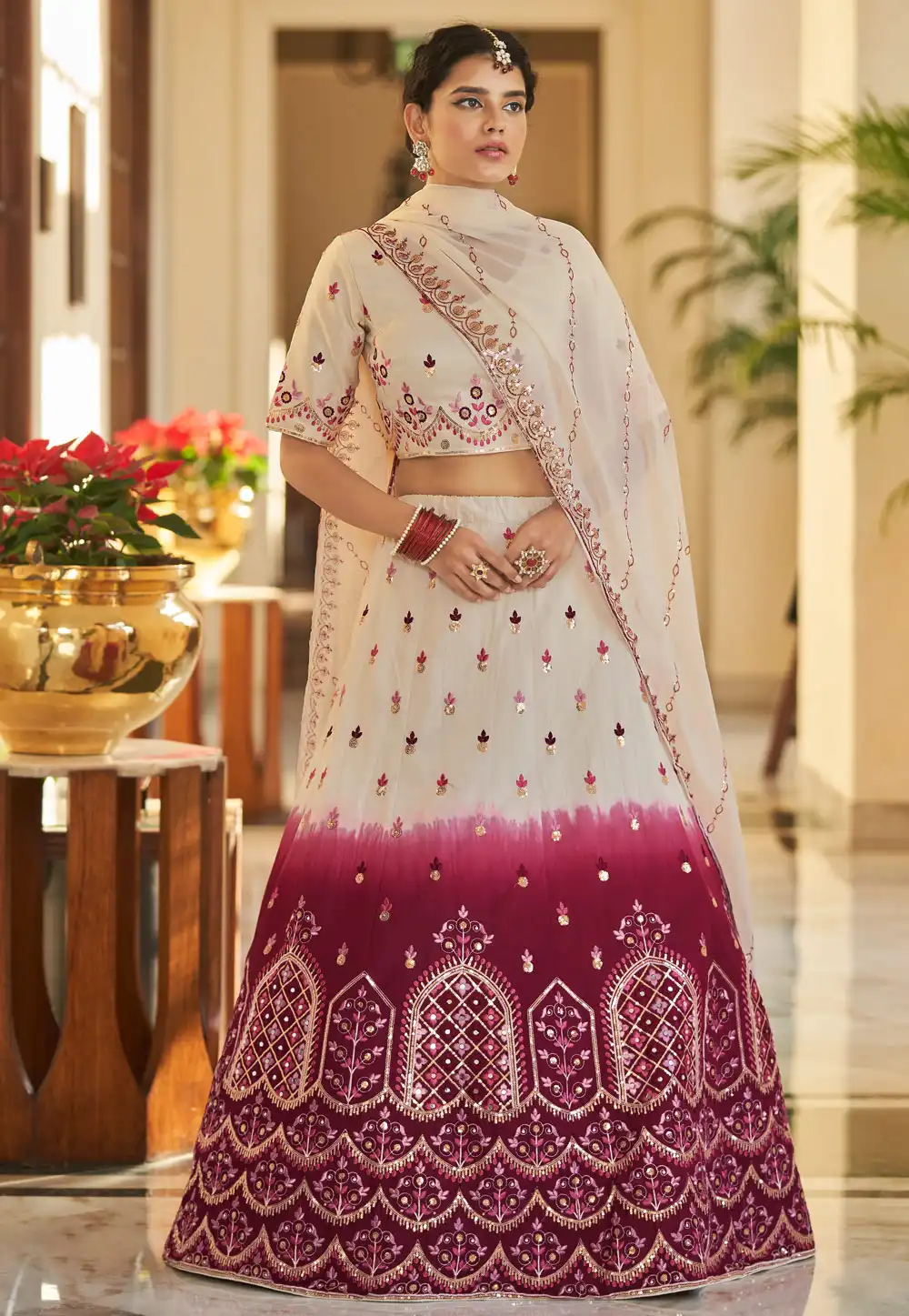 Off White Art Silk A Line Lehenga Choli 257966