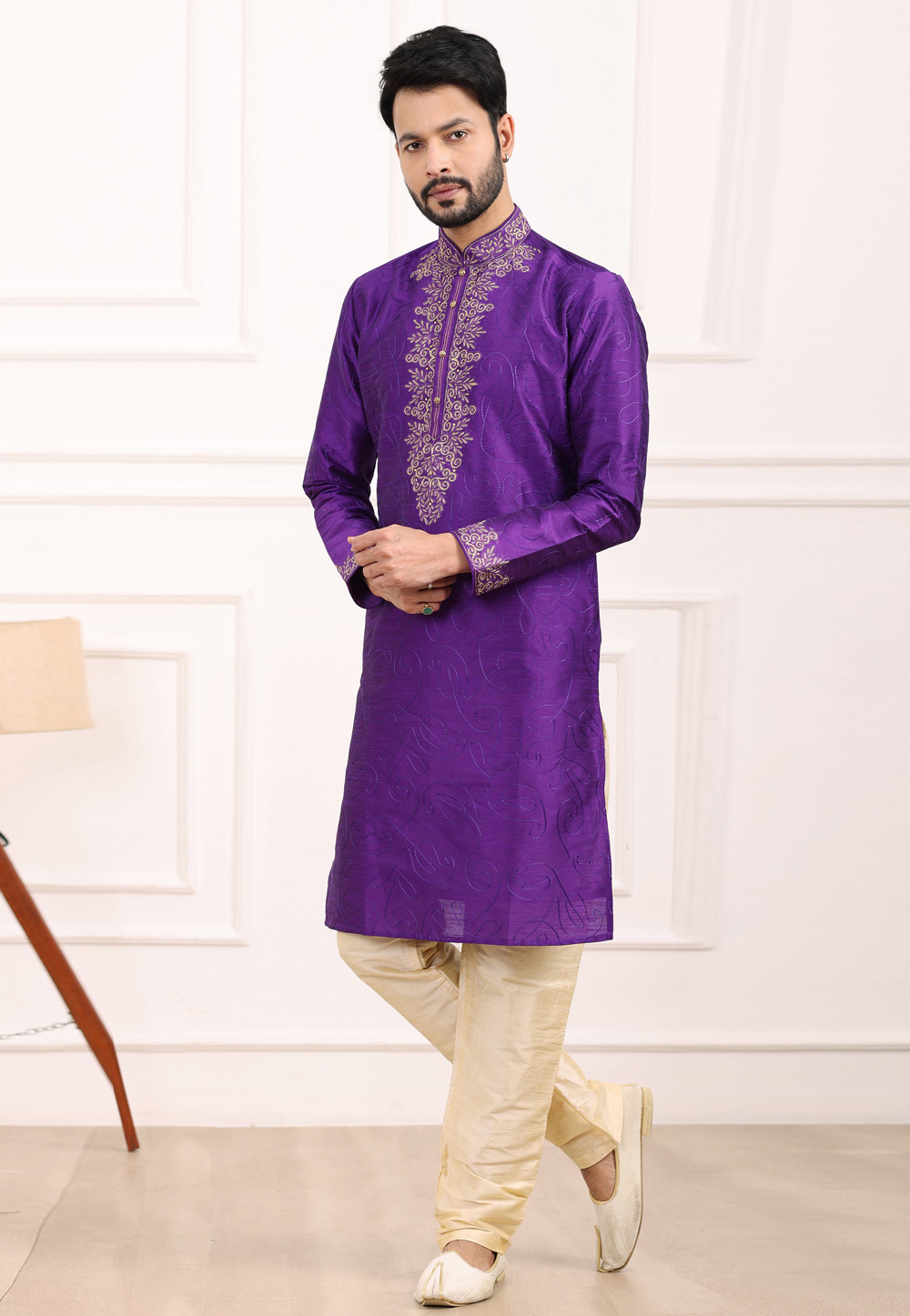 Violet Art Silk Kurta Pajama 275743