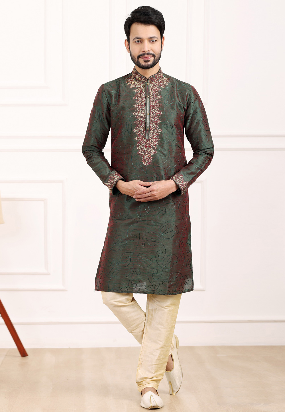 Green Art Silk Kurta Pajama 275745