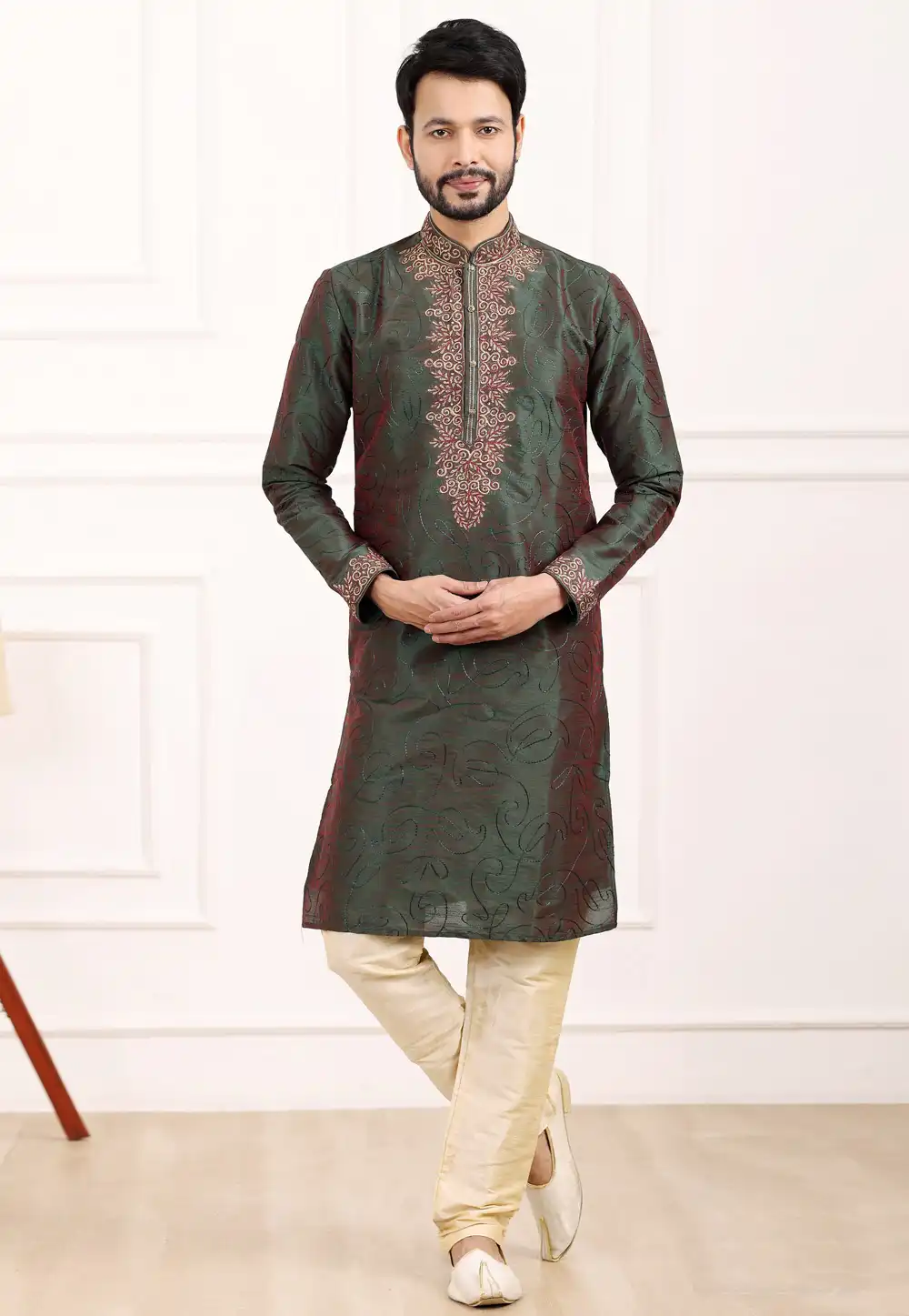 Green Art Silk Kurta Pajama 275745