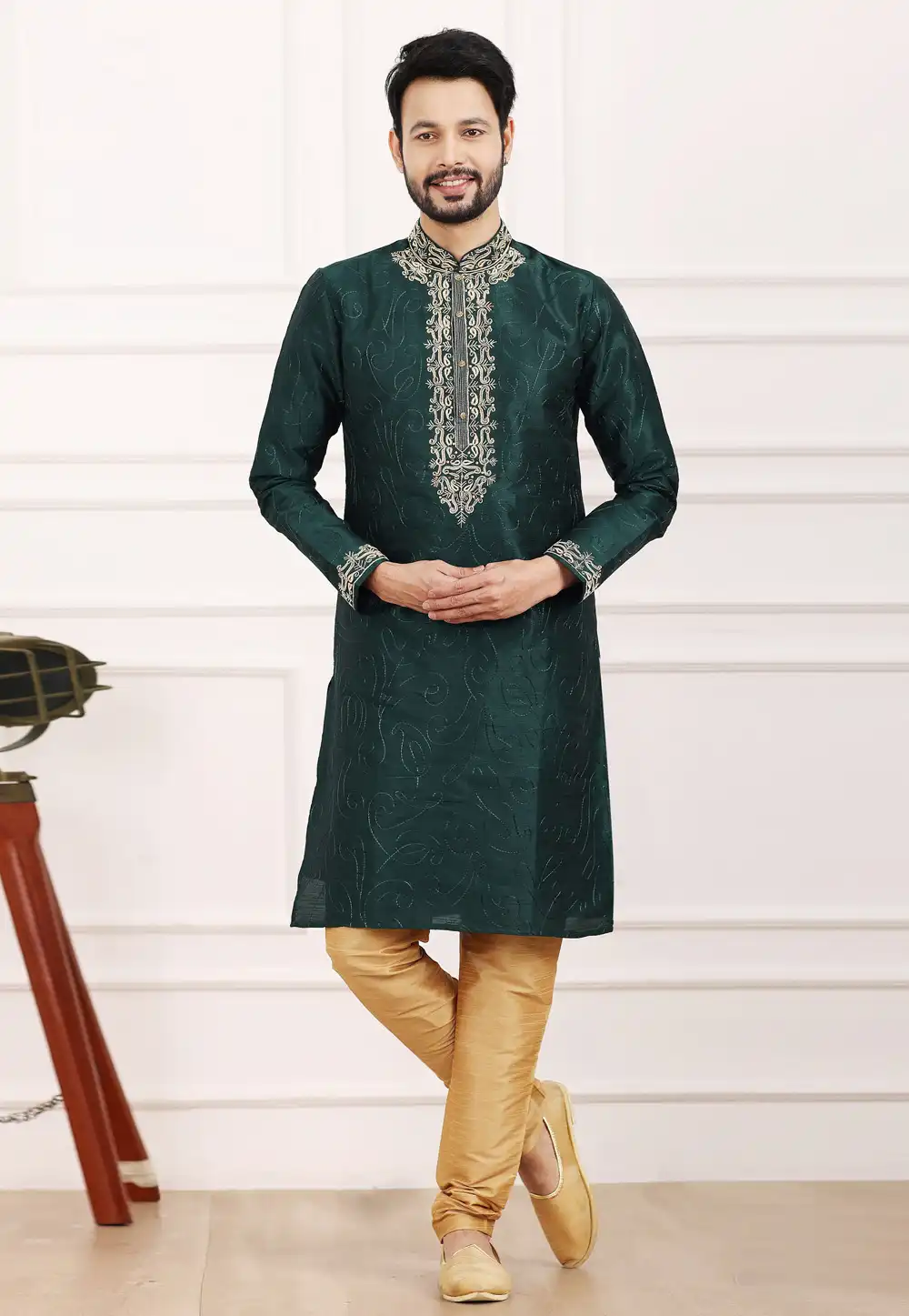 Green Art Silk Kurta Pajama 275747