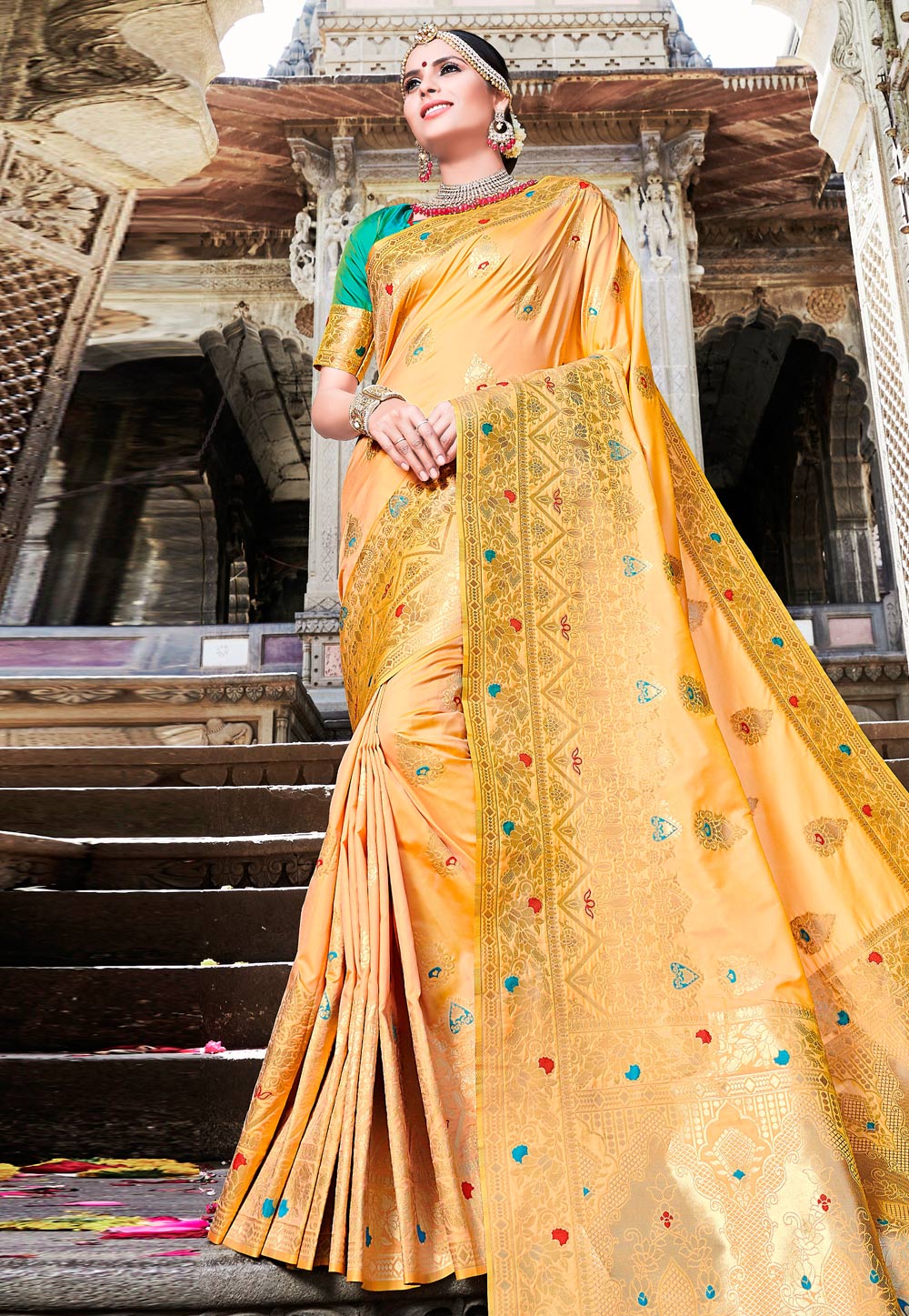 Yellow Banarasi Silk Festival Wear Saree 172103