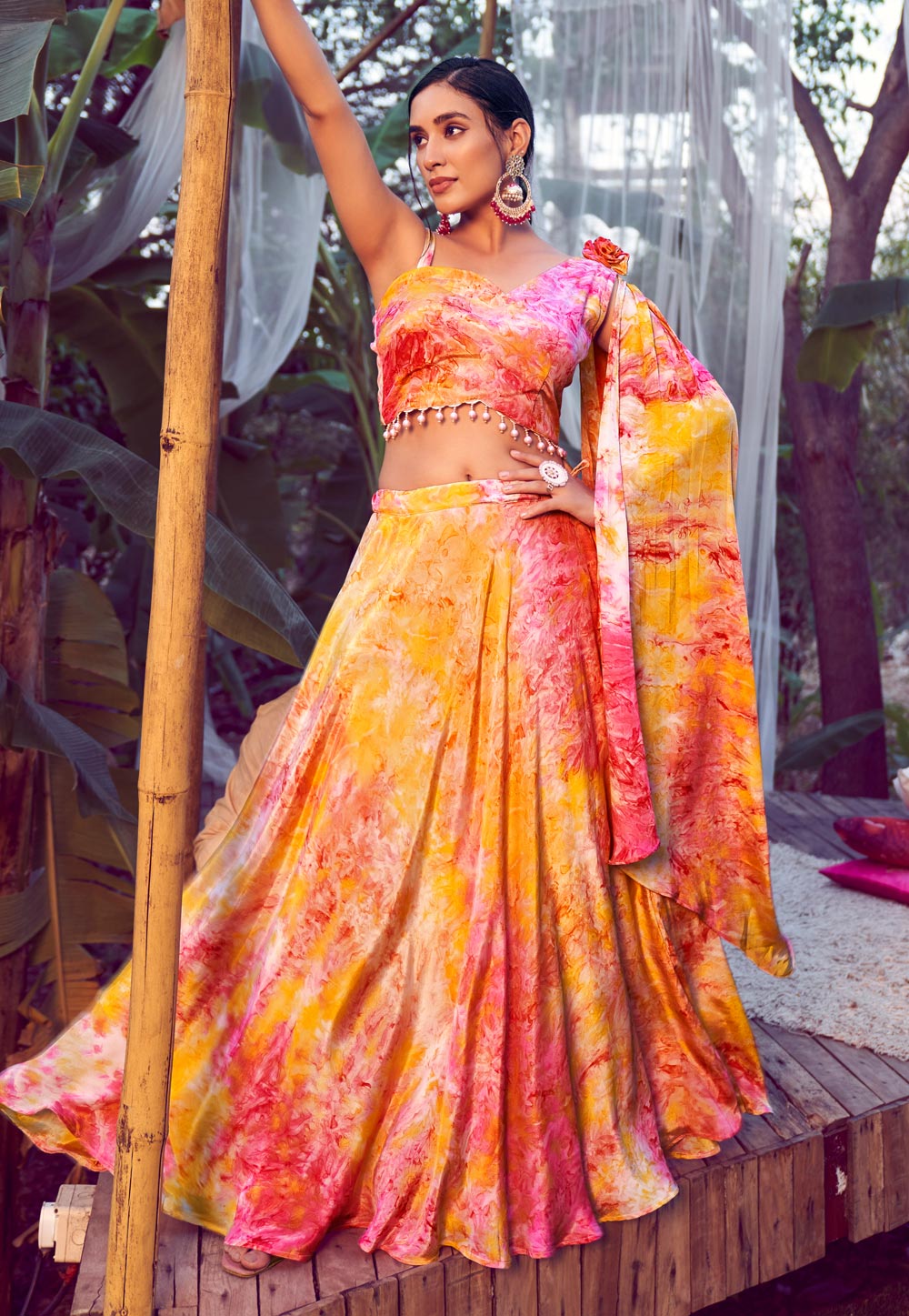 Yellow Silk Readymade Circular Lehenga Choli 265736