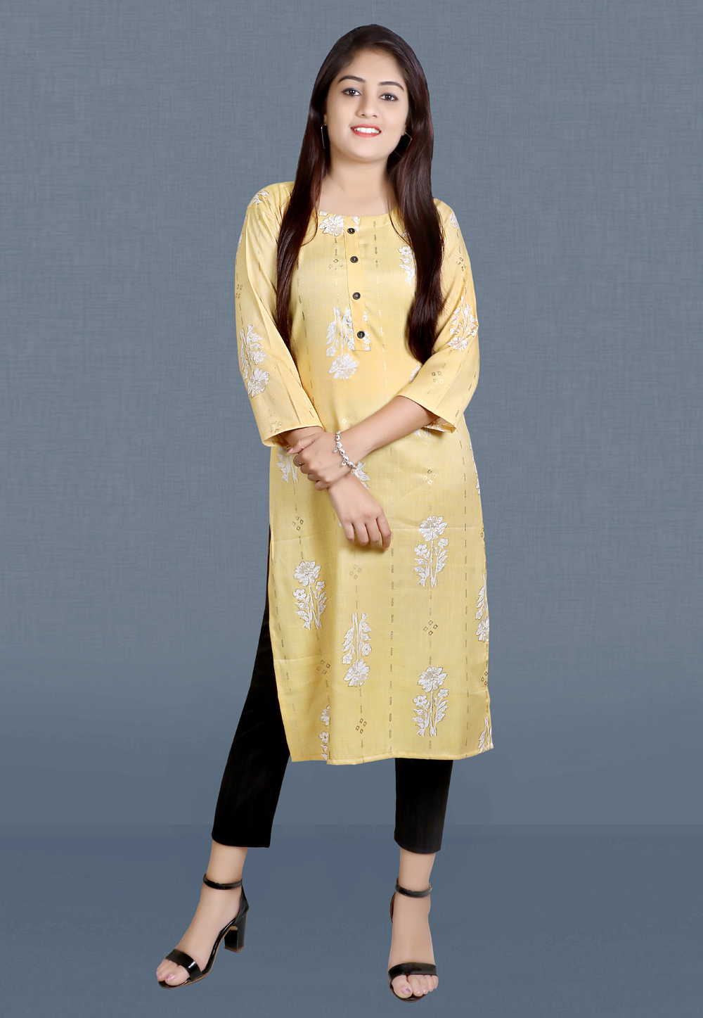 Yellow Rayon Kurti 234873