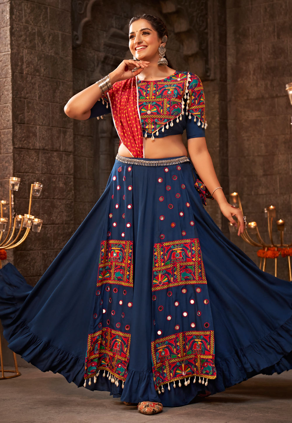 Navy Blue Viscose Rayon Navratri Chaniya Choli 269185