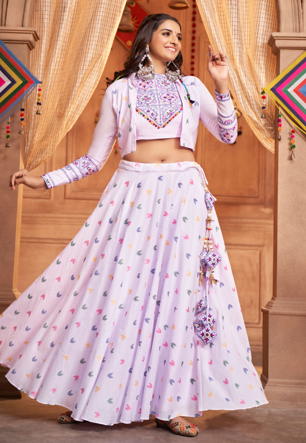White Cotton Navratri Chaniya Choli 270124