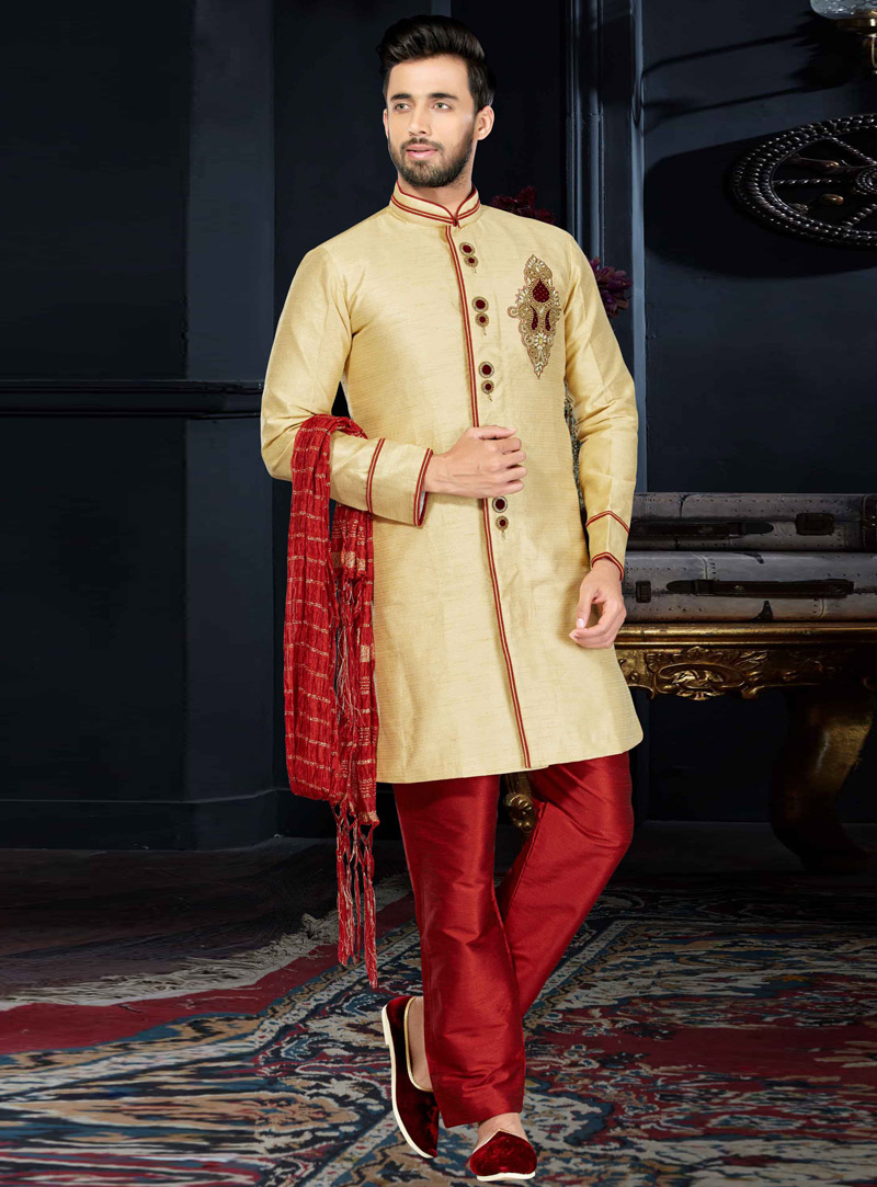 Beige Art Dupion Readymade Kurta Pajama 103807
