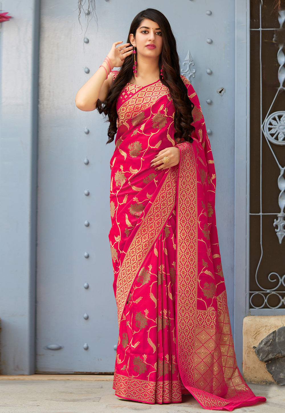 Magenta Banarasi Silk Festival Wear Saree 186479