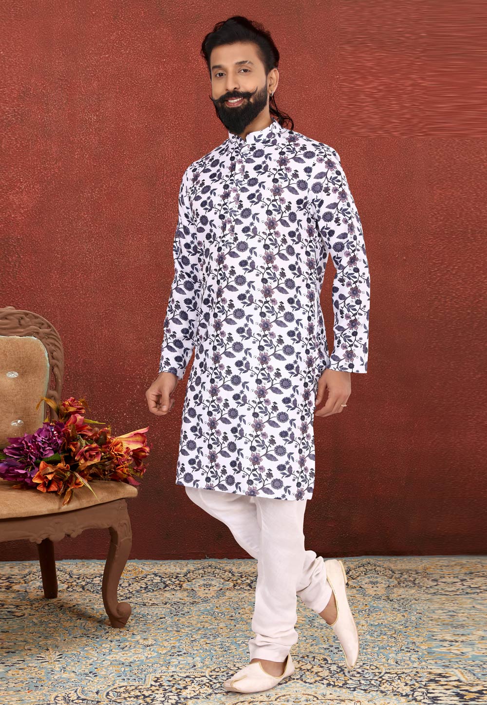 Off White Cotton Kurta Pajama 240447