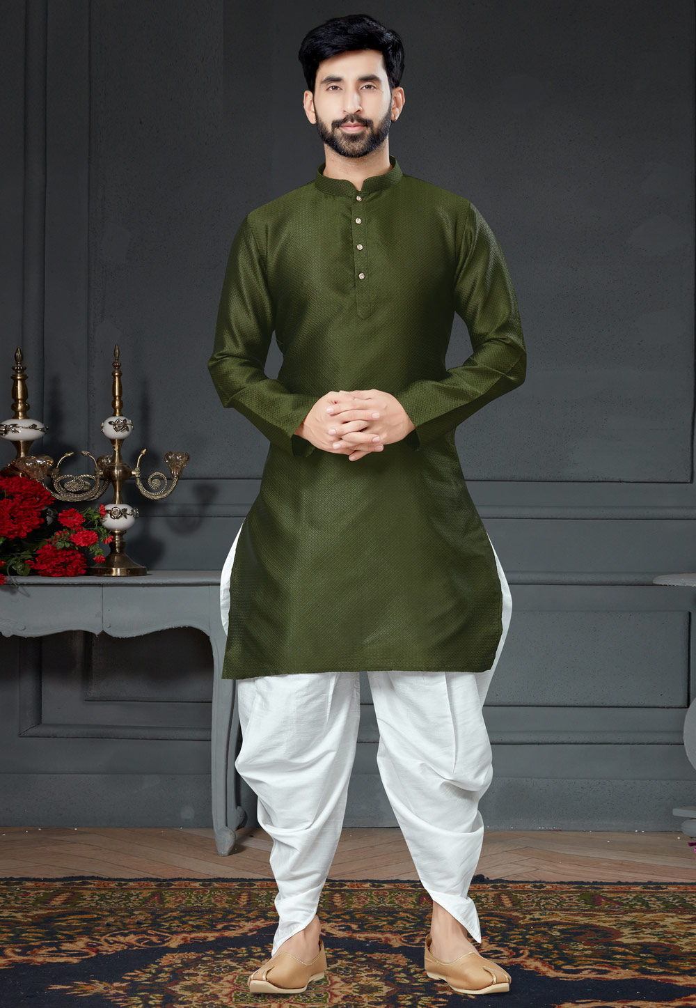 Mehndi Silk Dhoti Kurta 250985