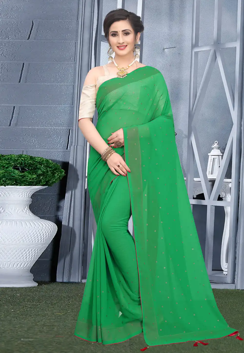 Green Georgette Saree With Blouse 207751