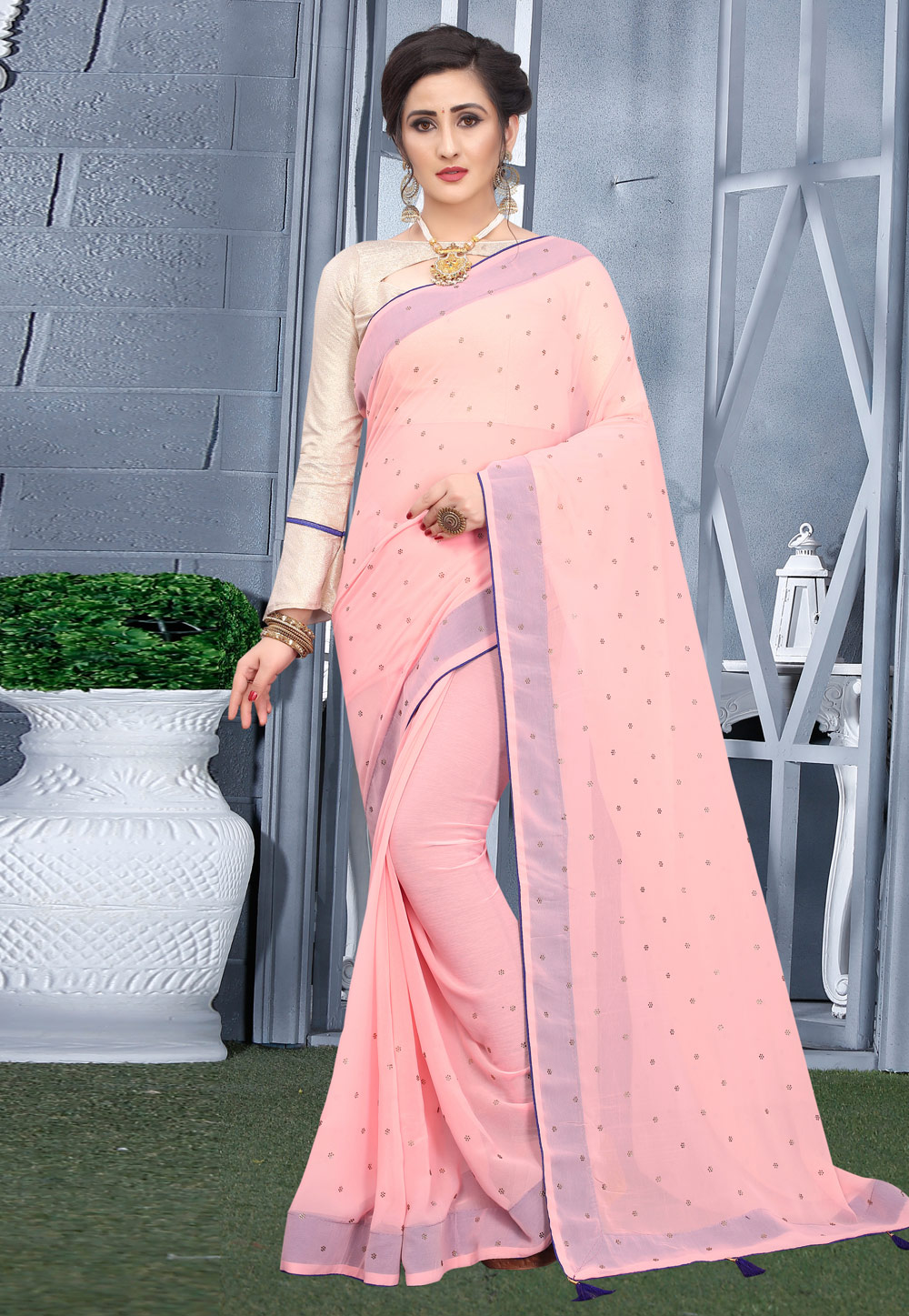 Pink Georgette Festival Wear Saree 207762