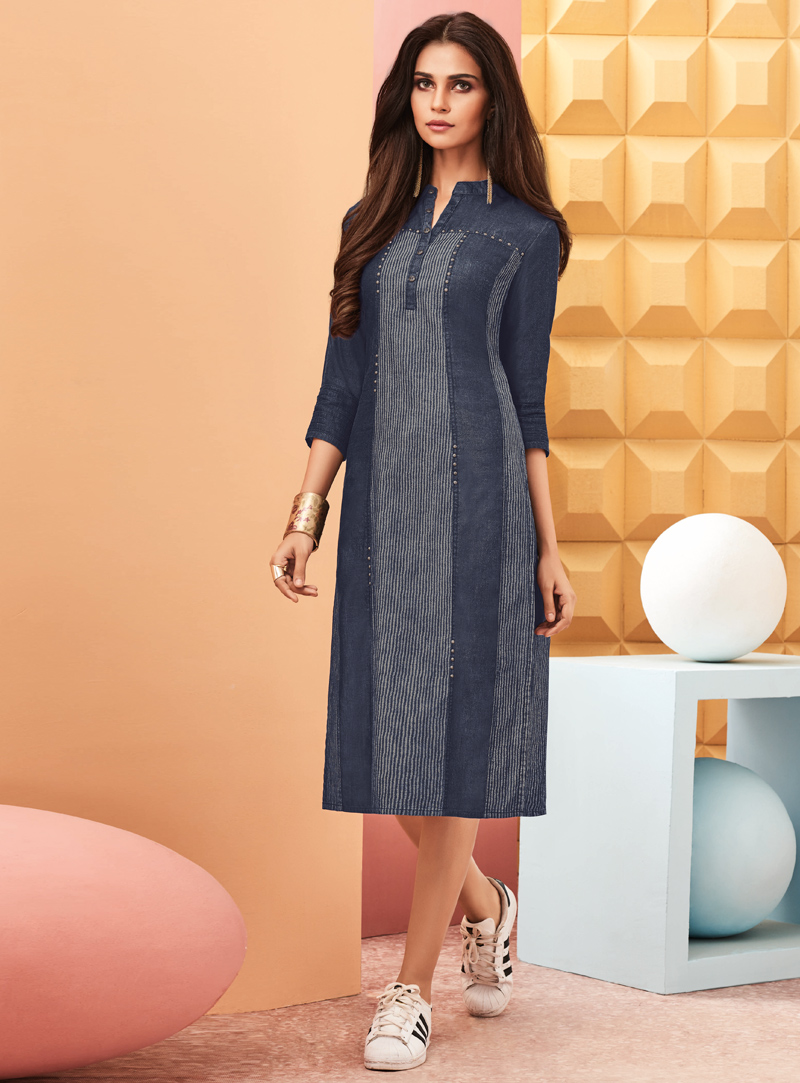 Blue Denim Readymade Kurti 112276